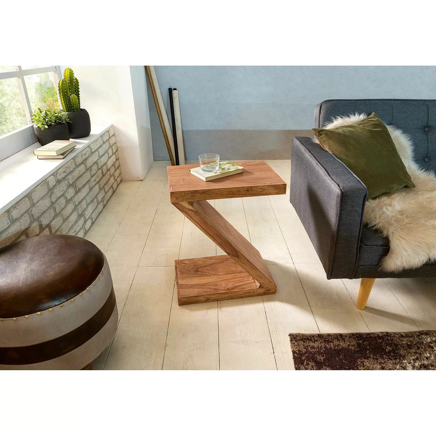 Beistelltisch MUMBAI Massivholz Akazie Z Cube 60cm hoch Wohnzimmer-Tisch De günstig online kaufen