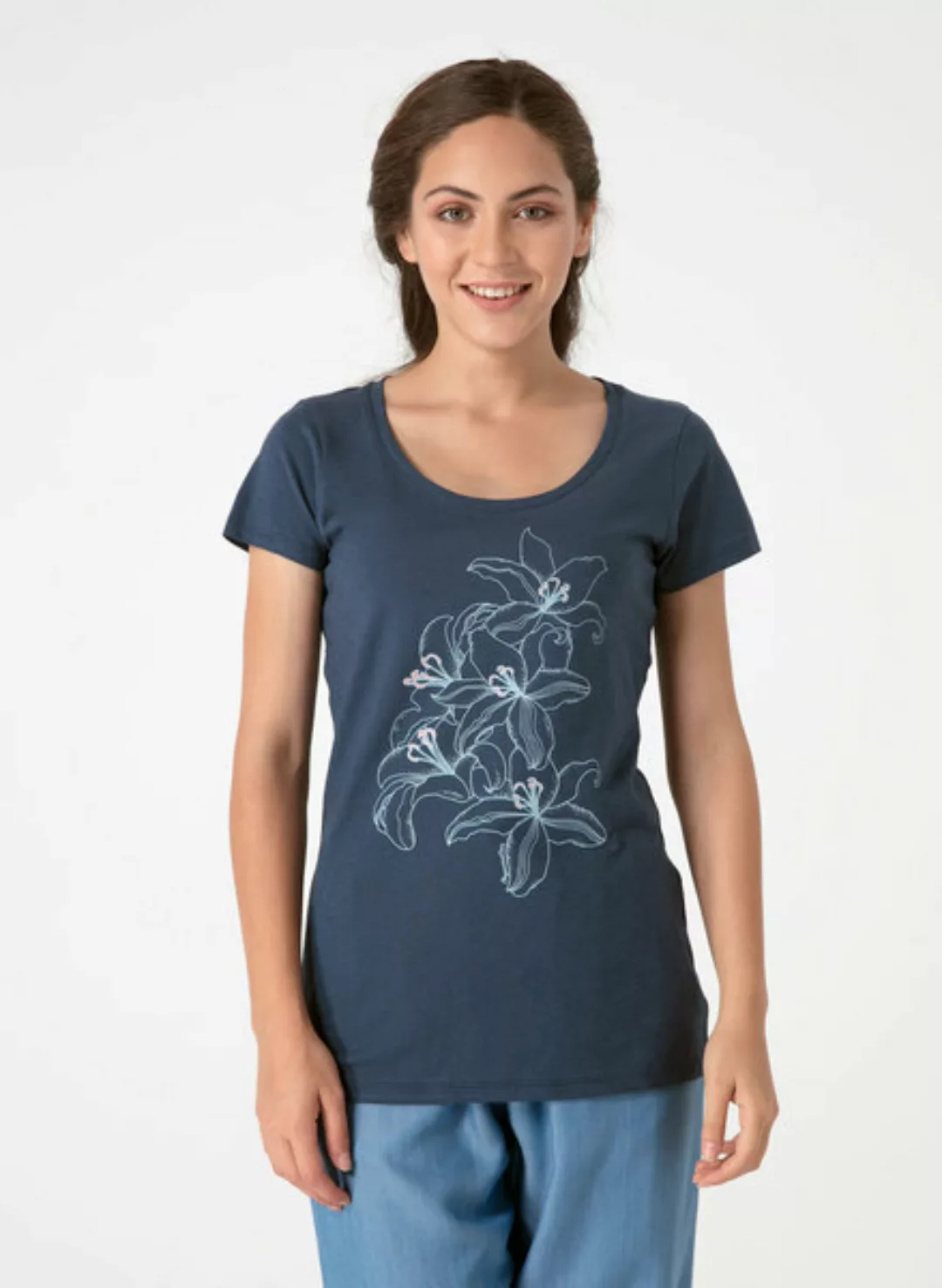 T-shirt Mit Lilie Motiv Aus Bio Baumwolle günstig online kaufen