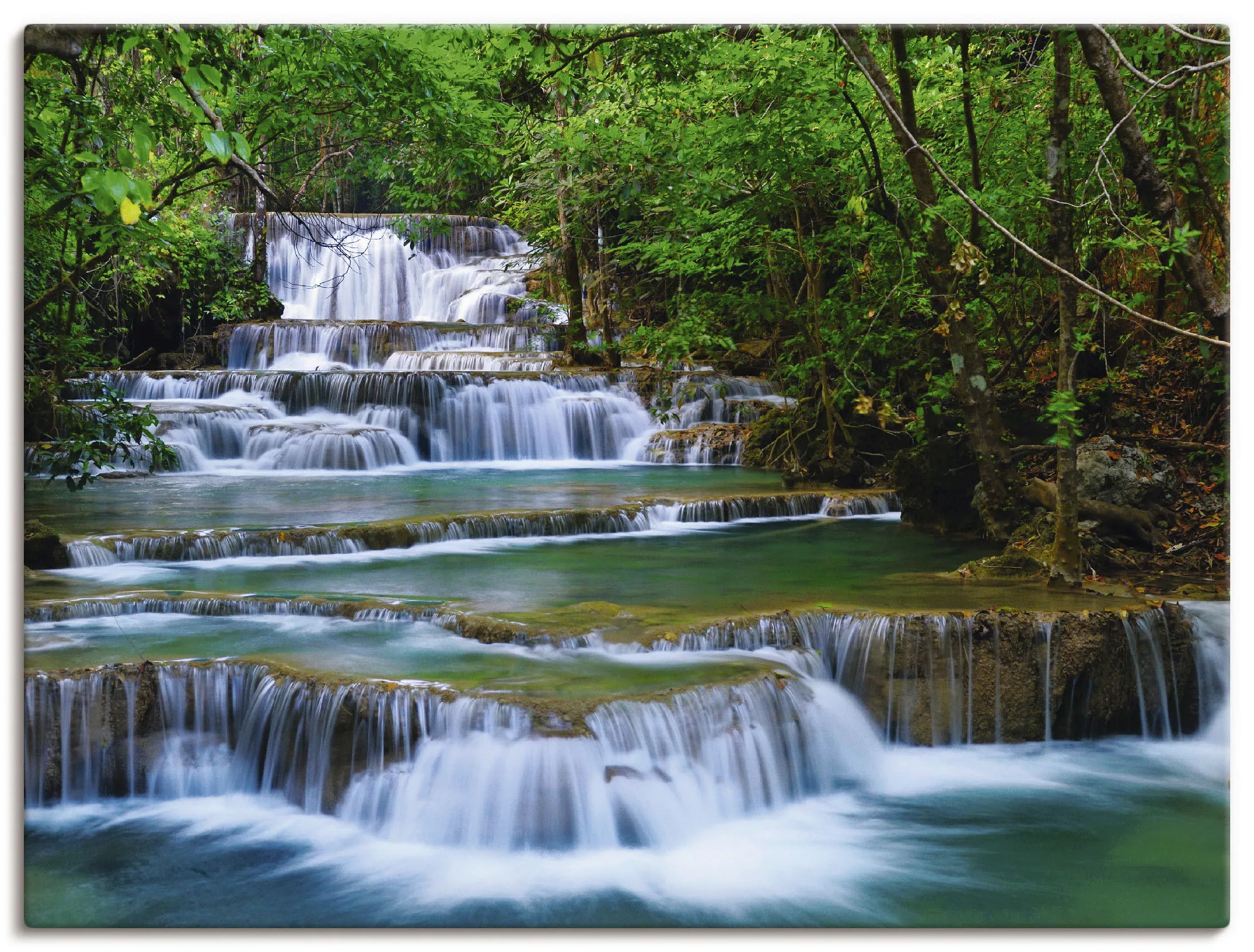 Artland Wandbild »Tiefen Wald Wasserfall«, Gewässer, (1 St.), als Leinwandb günstig online kaufen