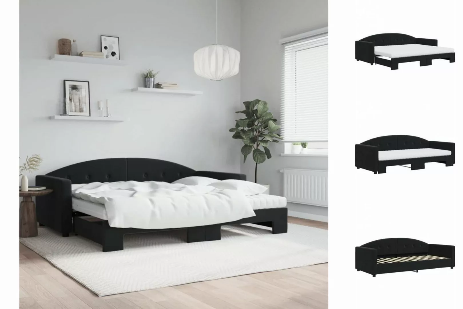 vidaXL Gästebett Gästebett Tagesbett Ausziehbar mit Matratzen Schwarz 90x20 günstig online kaufen