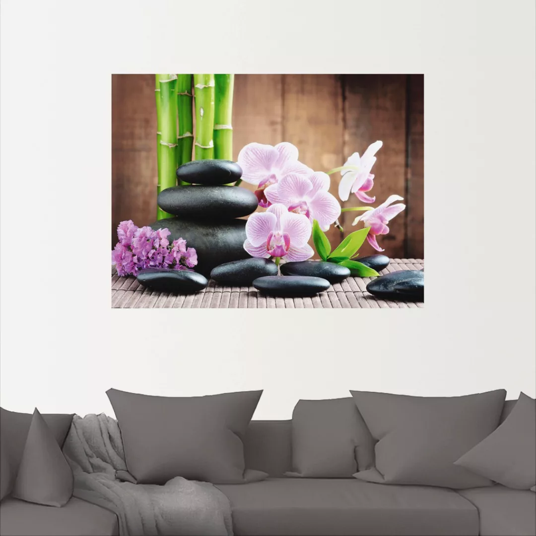 Artland Wandbild "Spa Konzept Zen Steinen Orchideen", Zen, (1 St.) günstig online kaufen