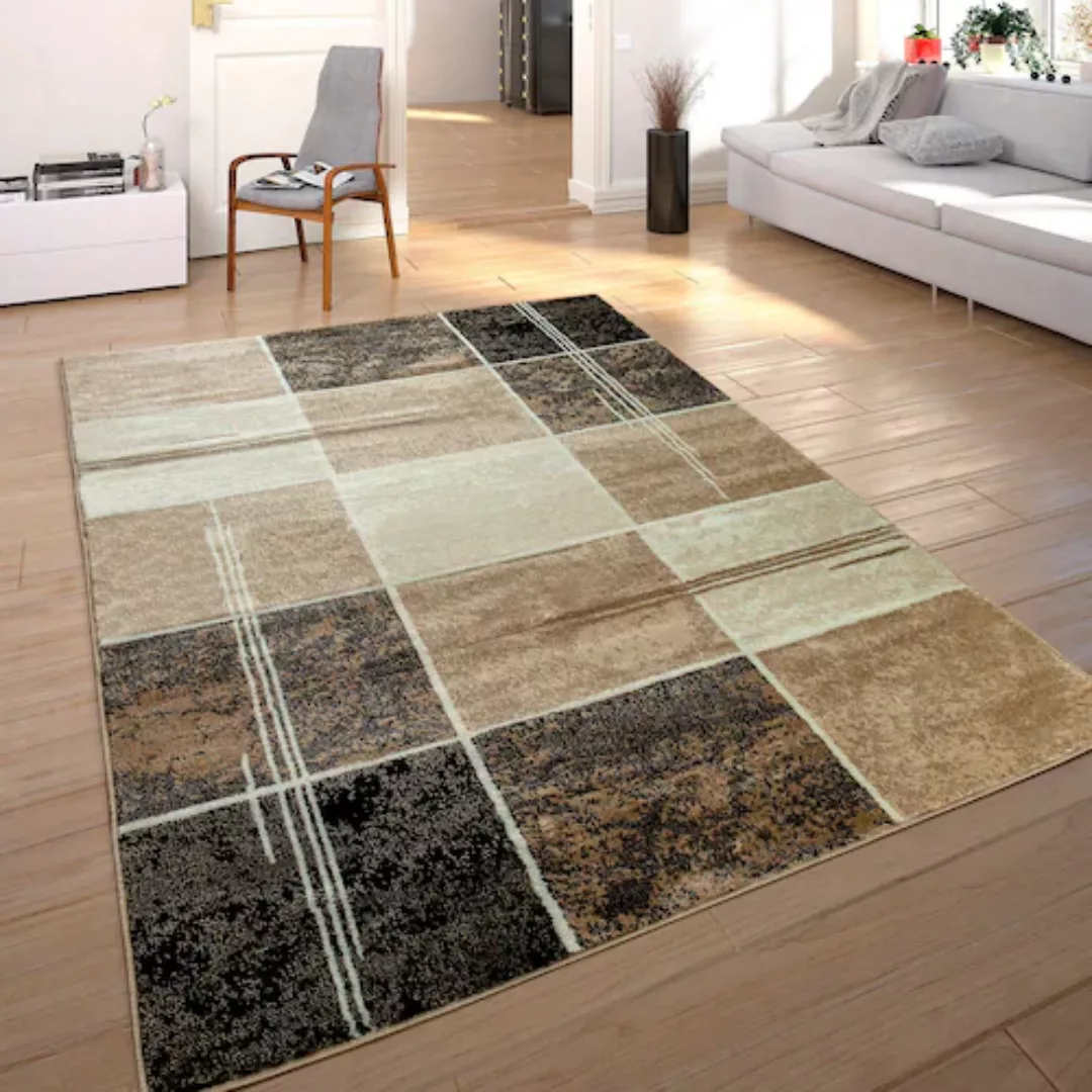 Paco Home Teppich »Sinai 057«, rechteckig, Kurzflor, Karo Muster mit Marmor günstig online kaufen