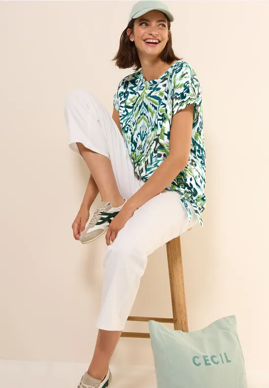 CECIL Blusenshirt LINEN_LI/CV_Printed Knot Blous günstig online kaufen