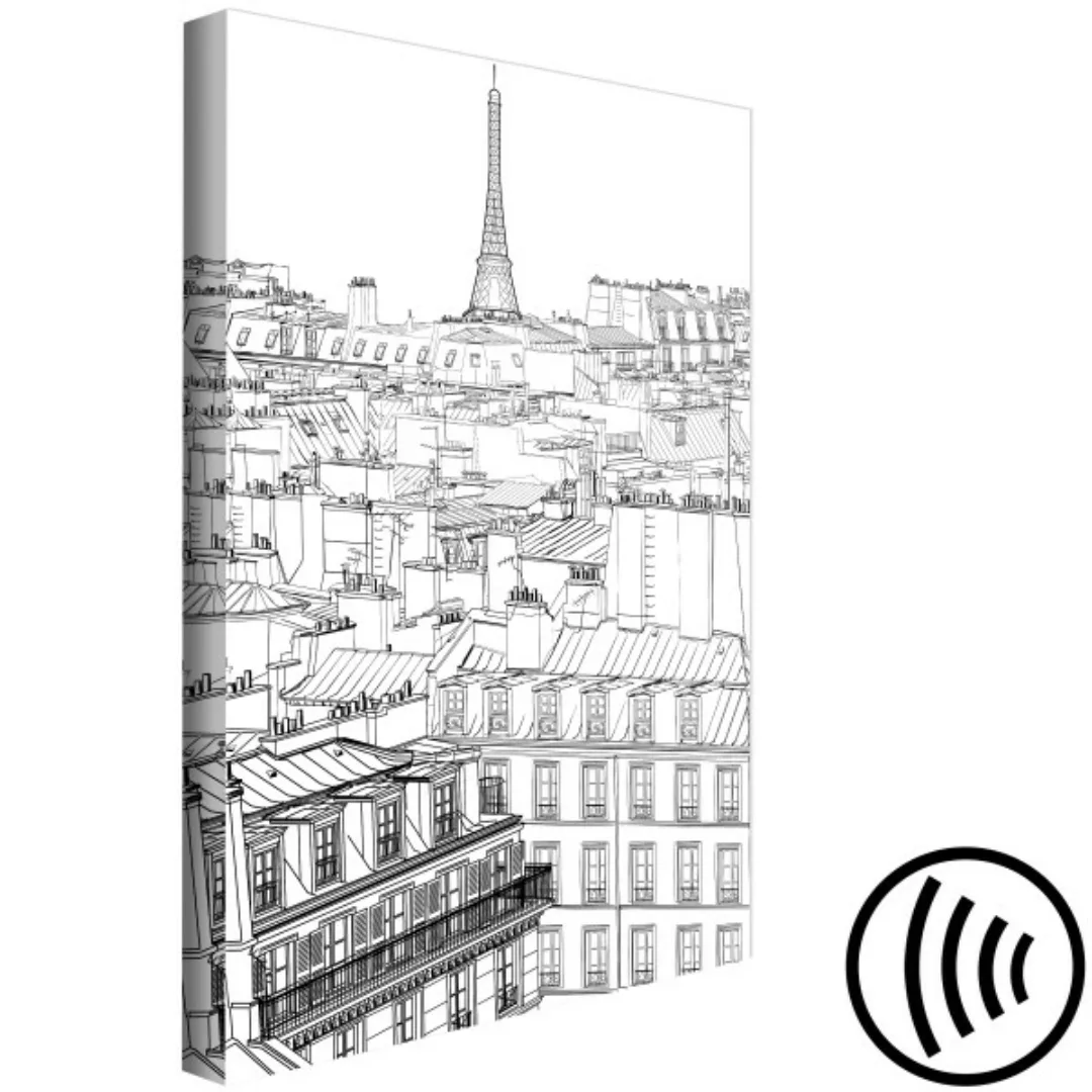 Leinwandbild Zeichnungspanorama von Paris - Grafik mit Stadtbild und Eiffel günstig online kaufen