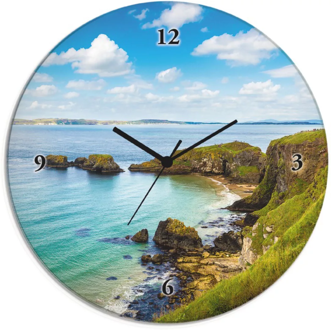 Artland Wanduhr »Glasuhr rund Küstenweg in Carrick-a-Rede«, wahlweise mit Q günstig online kaufen