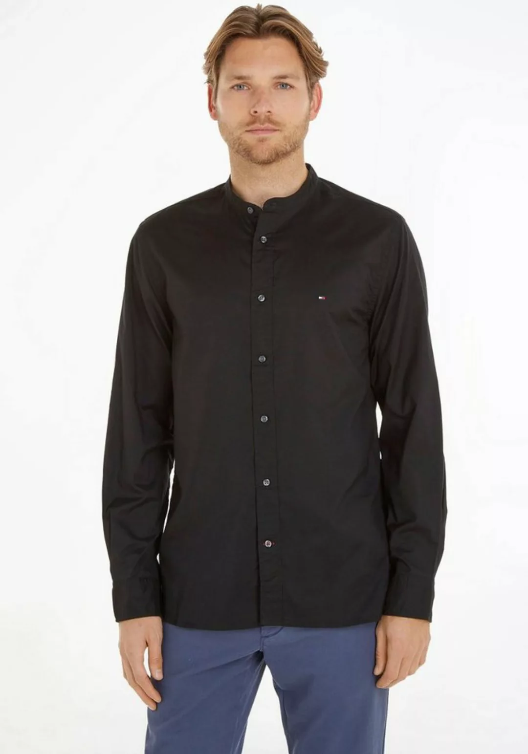 Tommy Hilfiger Langarmhemd NATURAL SOFT SOLID MAO RF SHIRT mit Tommy Hilfig günstig online kaufen