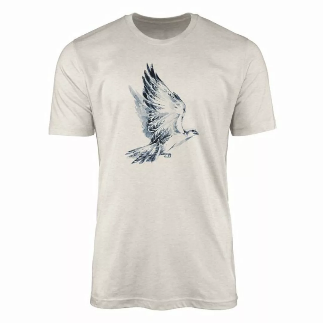 Sinus Art T-Shirt Herren Shirt Organic T-Shirt Aquarell Motiv Falke Bio-Bau günstig online kaufen