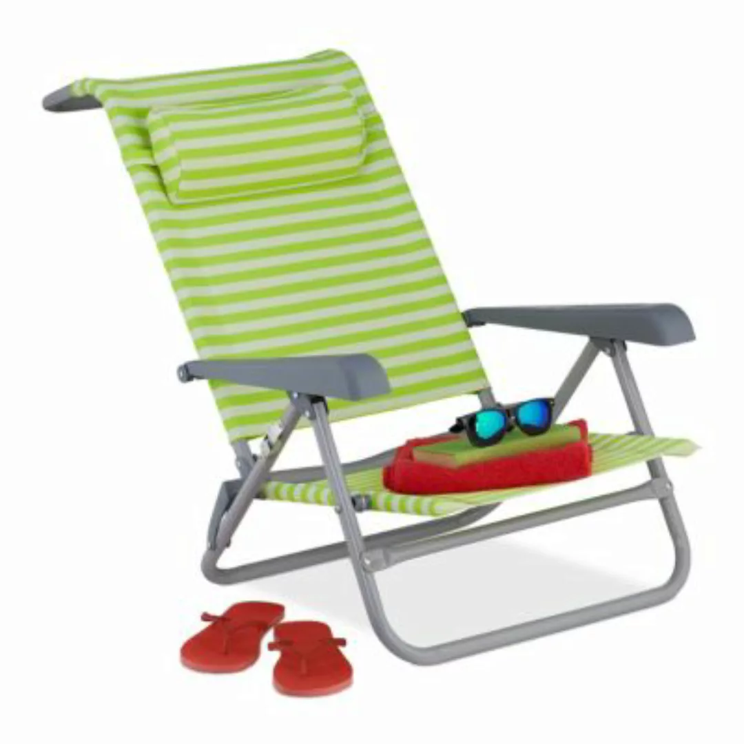 relaxdays Klappbarer Liegestuhl mit Nackenkissen mehrfarbig günstig online kaufen