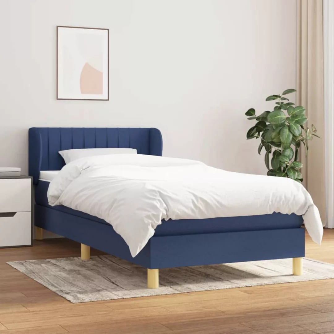 Vidaxl Boxspringbett Mit Matratze Blau 90x200 Cm Stoff günstig online kaufen