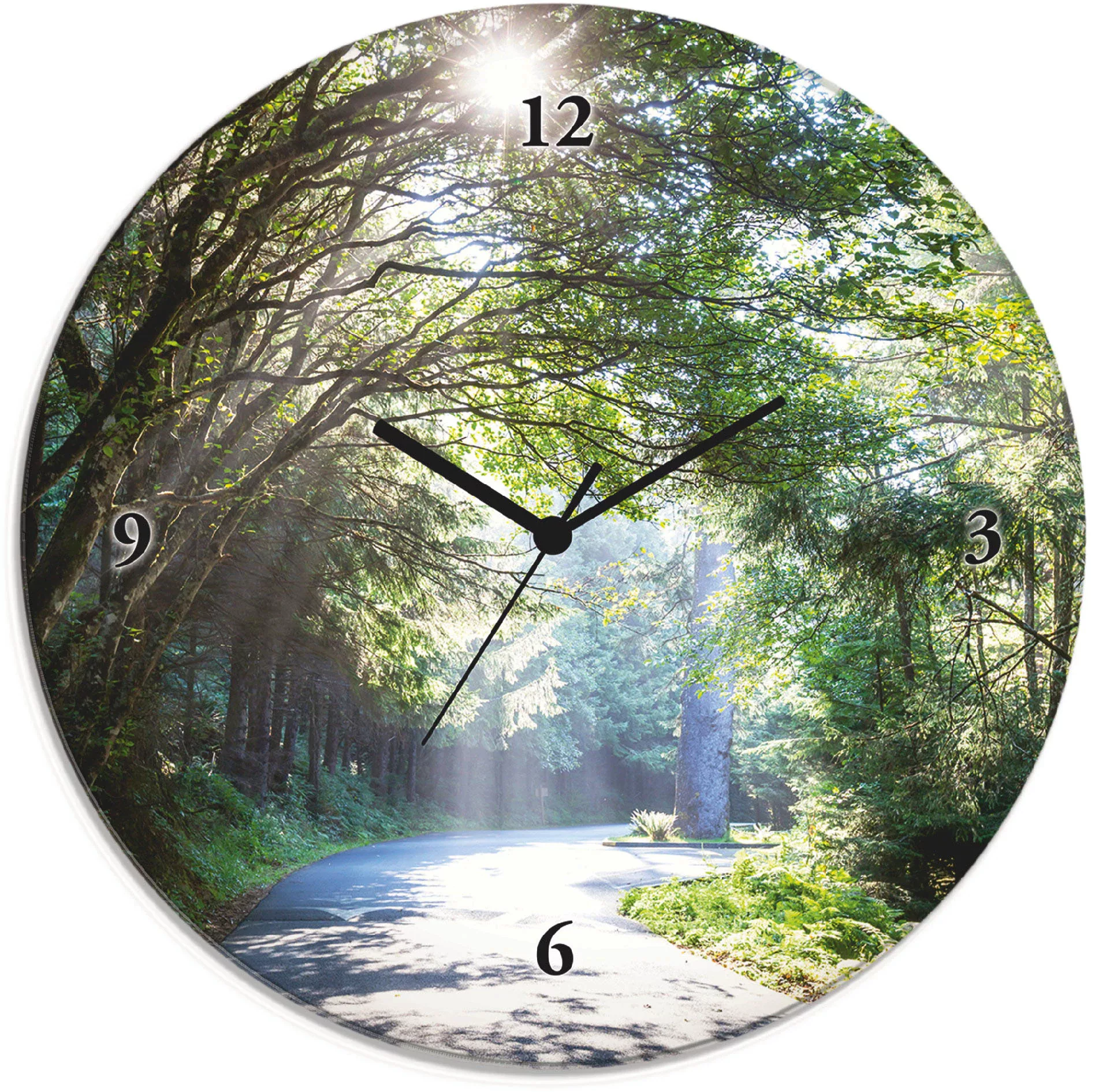 Artland Wanduhr "Glasuhr rund Sonniger Wald", wahlweise mit Quarz- oder Fun günstig online kaufen