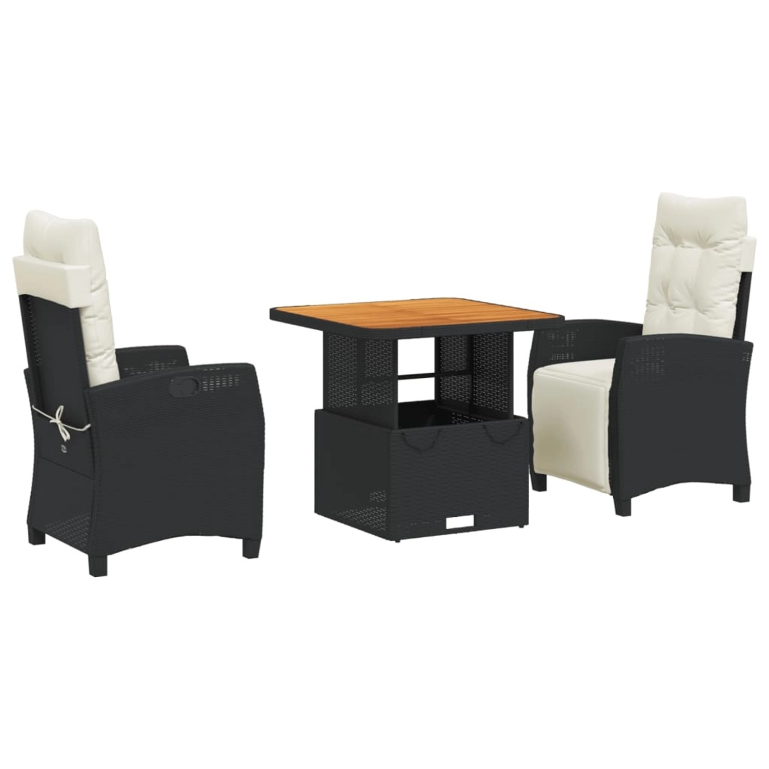 vidaXL 3-Tlg Garten-Essgruppe mit Kissen Schwarz Poly Rattan 3277375 günstig online kaufen