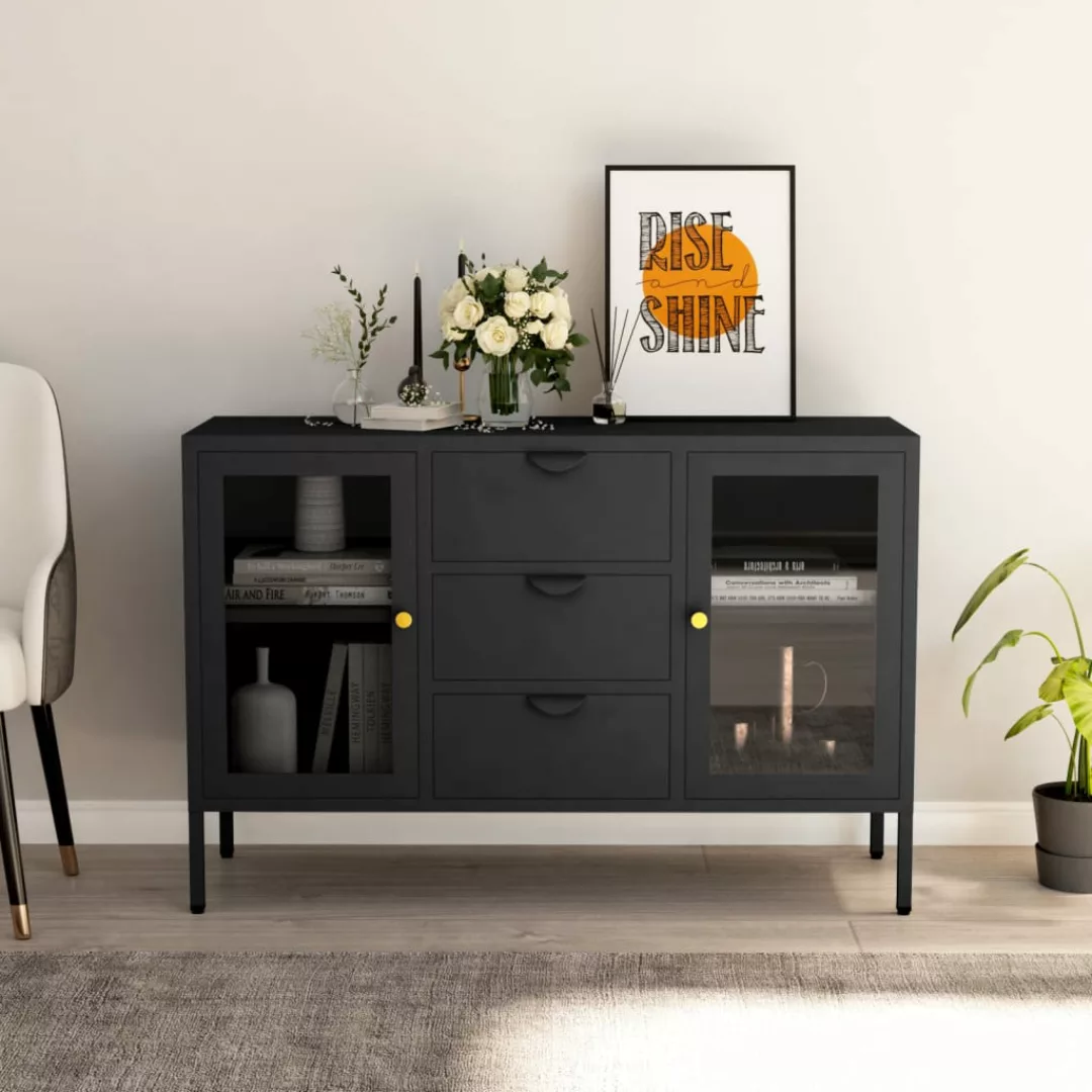 Sideboard Anthrazit 105x35x70 Cm Stahl Und Hartglas günstig online kaufen