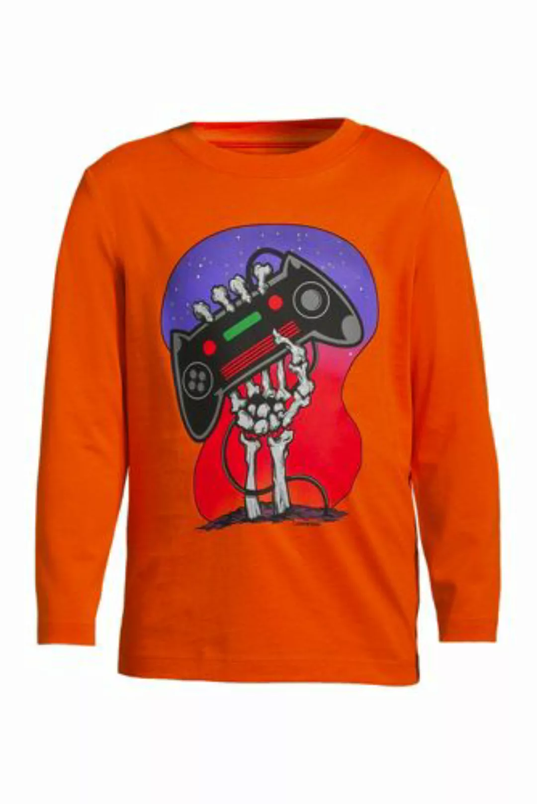 Grafik-Langarmshirt, Größe: 128-134, Orange, Baumwolle, by Lands' End, Vide günstig online kaufen