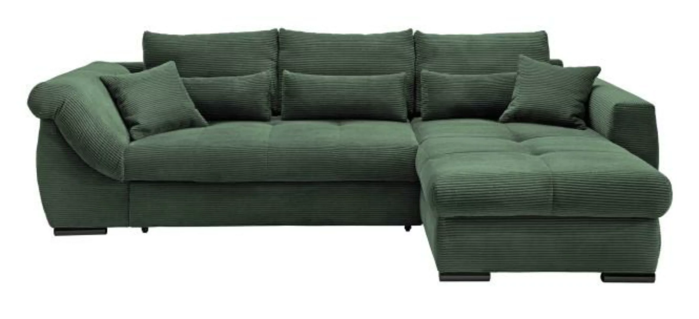 Ecksofa Cord Grün 302 x 188 cm Schlaffunktion Bettkasten FEDERICO günstig online kaufen