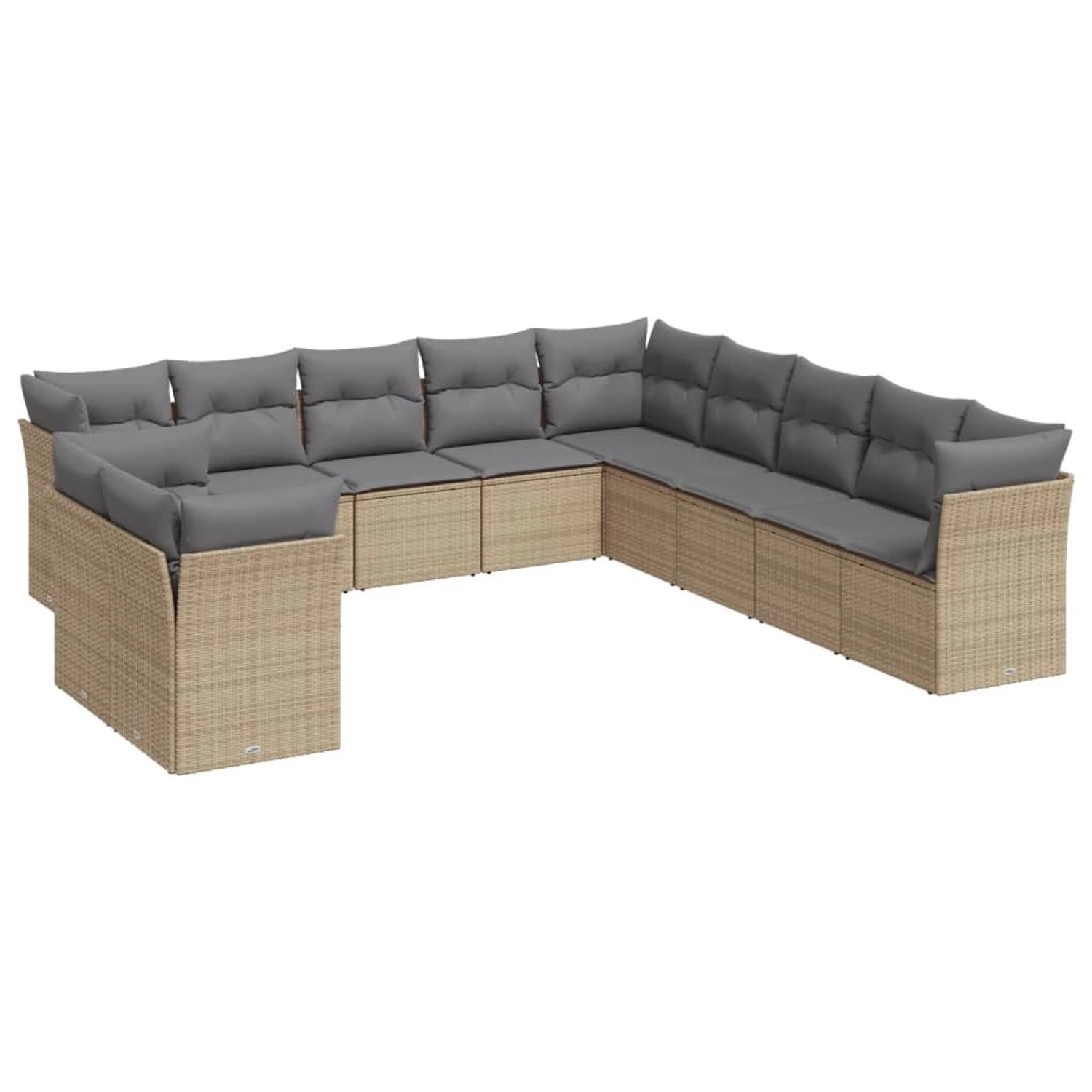 vidaXL 11-tlg Garten-Sofagarnitur mit Kissen Beige Poly Rattan Modell 37 günstig online kaufen