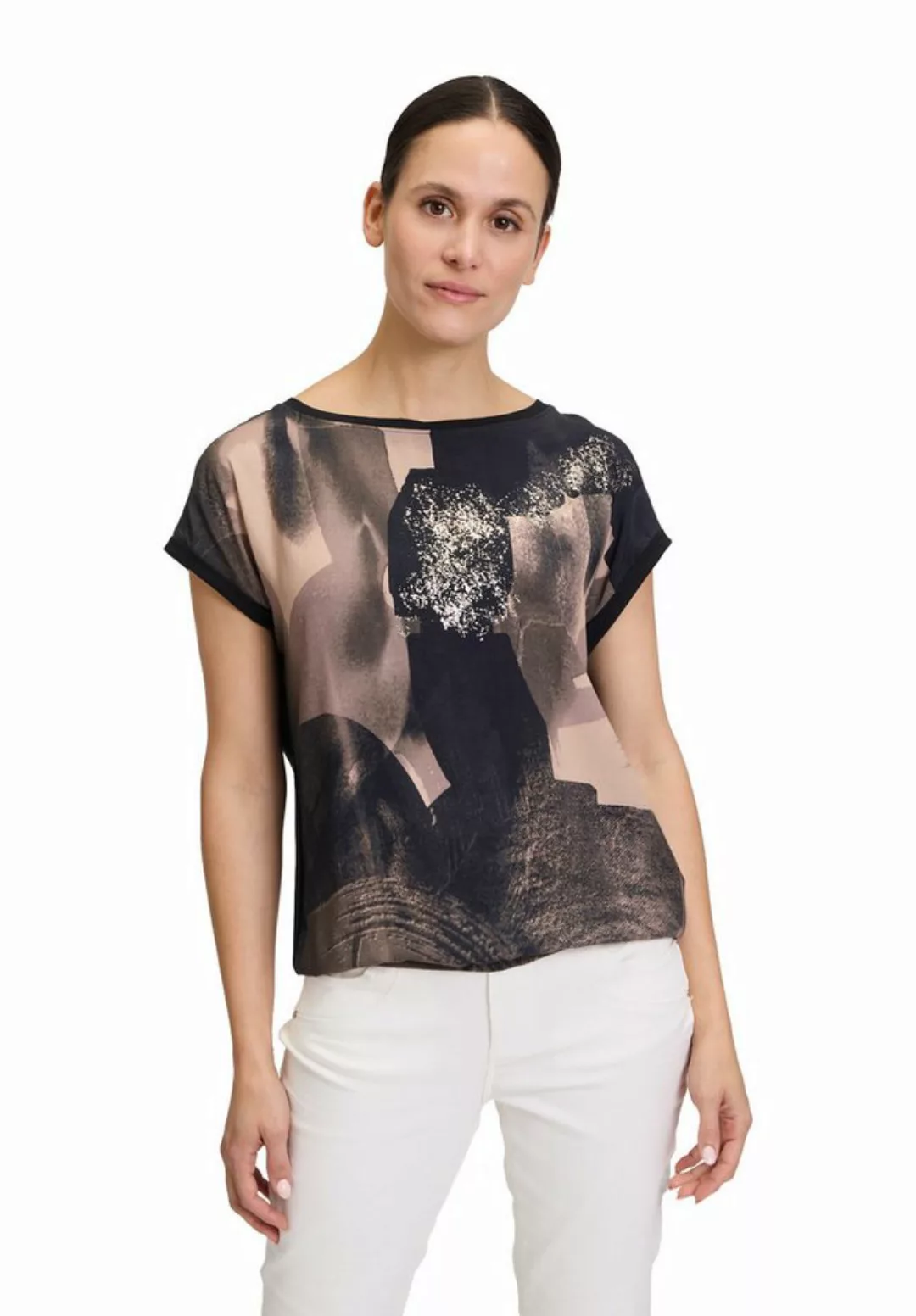 Betty&Co Kurzarmshirt Betty & Co Casual-Shirt mit Print (1-tlg) Materialmix günstig online kaufen