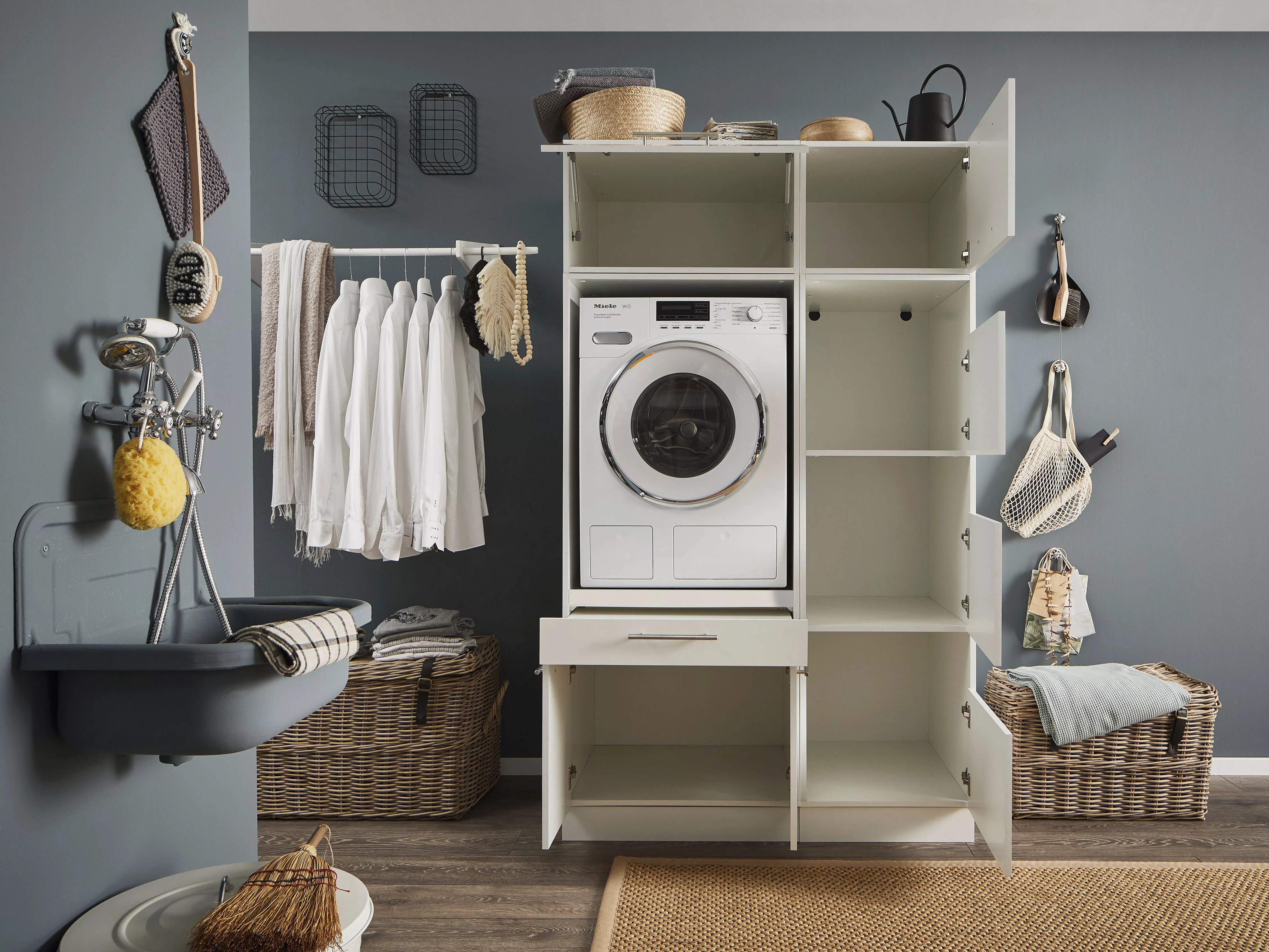 Laundreezy Waschmaschinenumbauschrank in weiß - 117,5x200x67,5 (BxHxT) günstig online kaufen