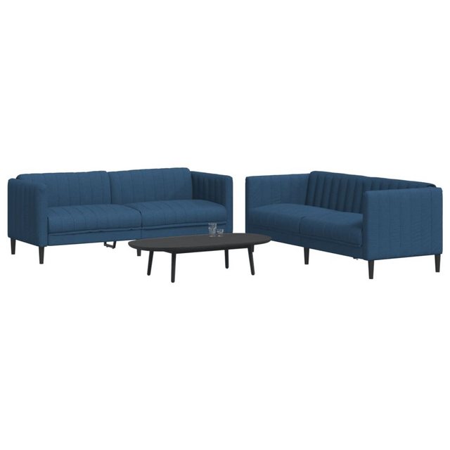 vidaXL Sofa 2-tlg. Sofagarnitur Blau Stoff günstig online kaufen