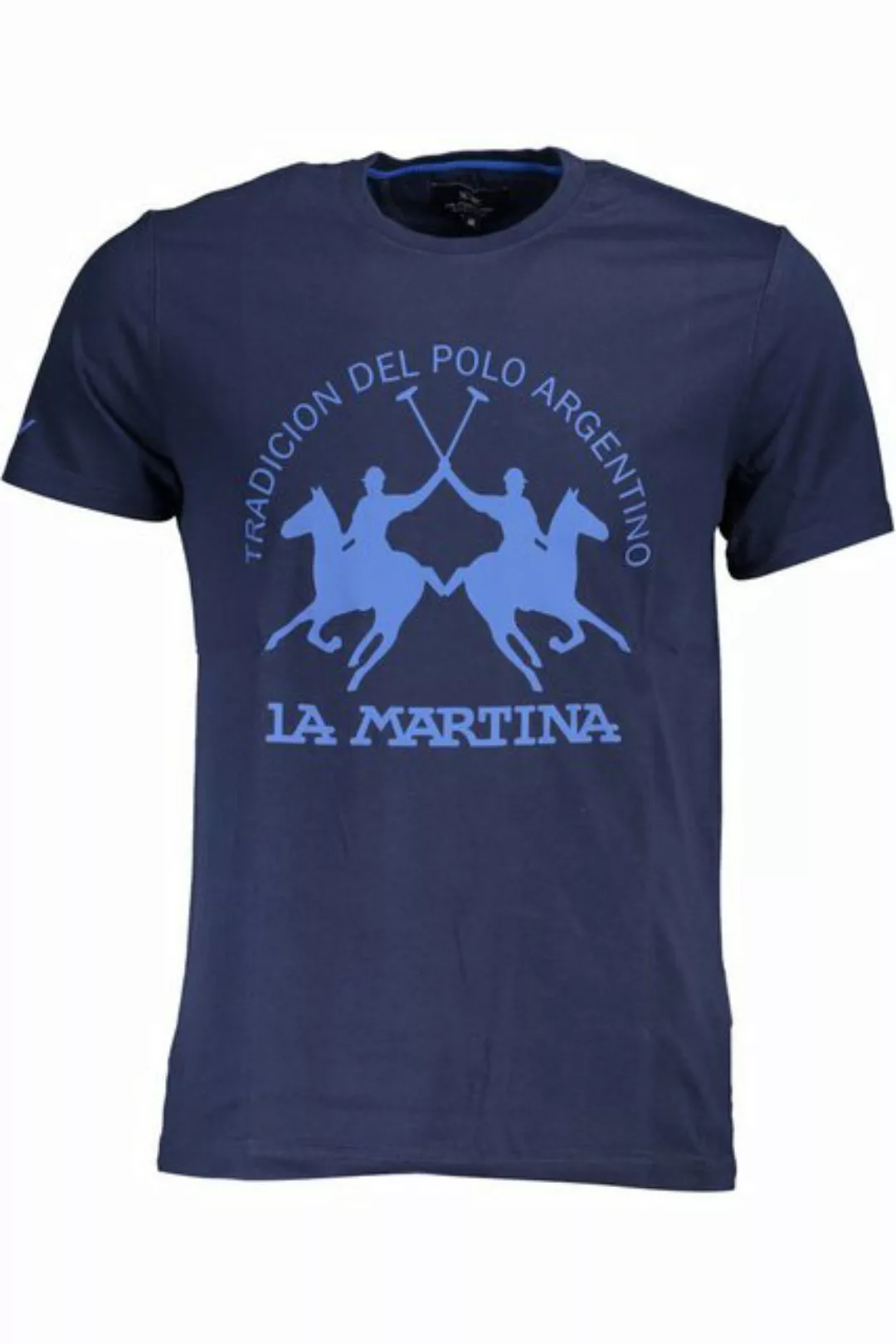 La Martina T-Shirt Kurzarm Herren T-Shirt Blau - Regular Fit mit Druck günstig online kaufen