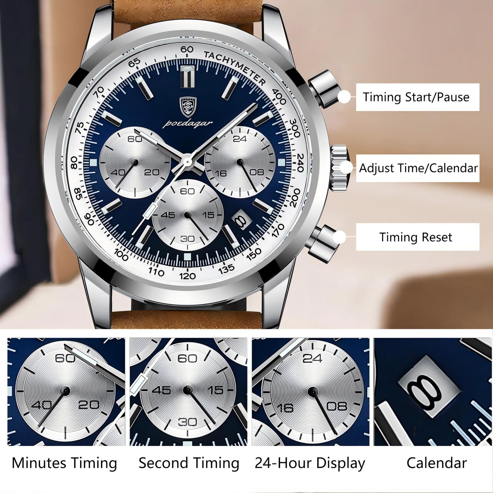 Forrlite Quarzuhr Quarzuhr, Multifunktionsuhr Armbanduhr, Chronograph günstig online kaufen