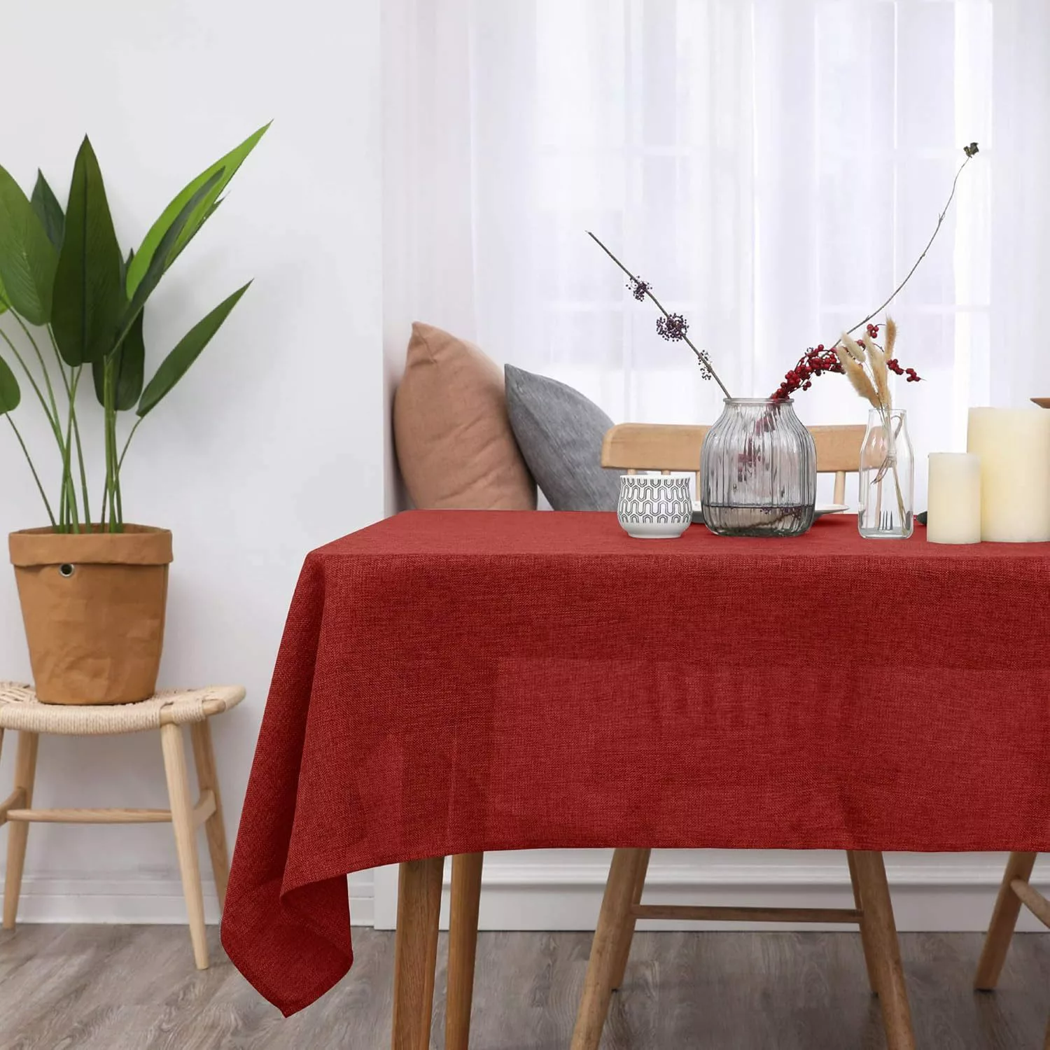 Deconovo Tischdecke Leinenoptik Tischwäsche Wasserabweisend Tischtuch günstig online kaufen