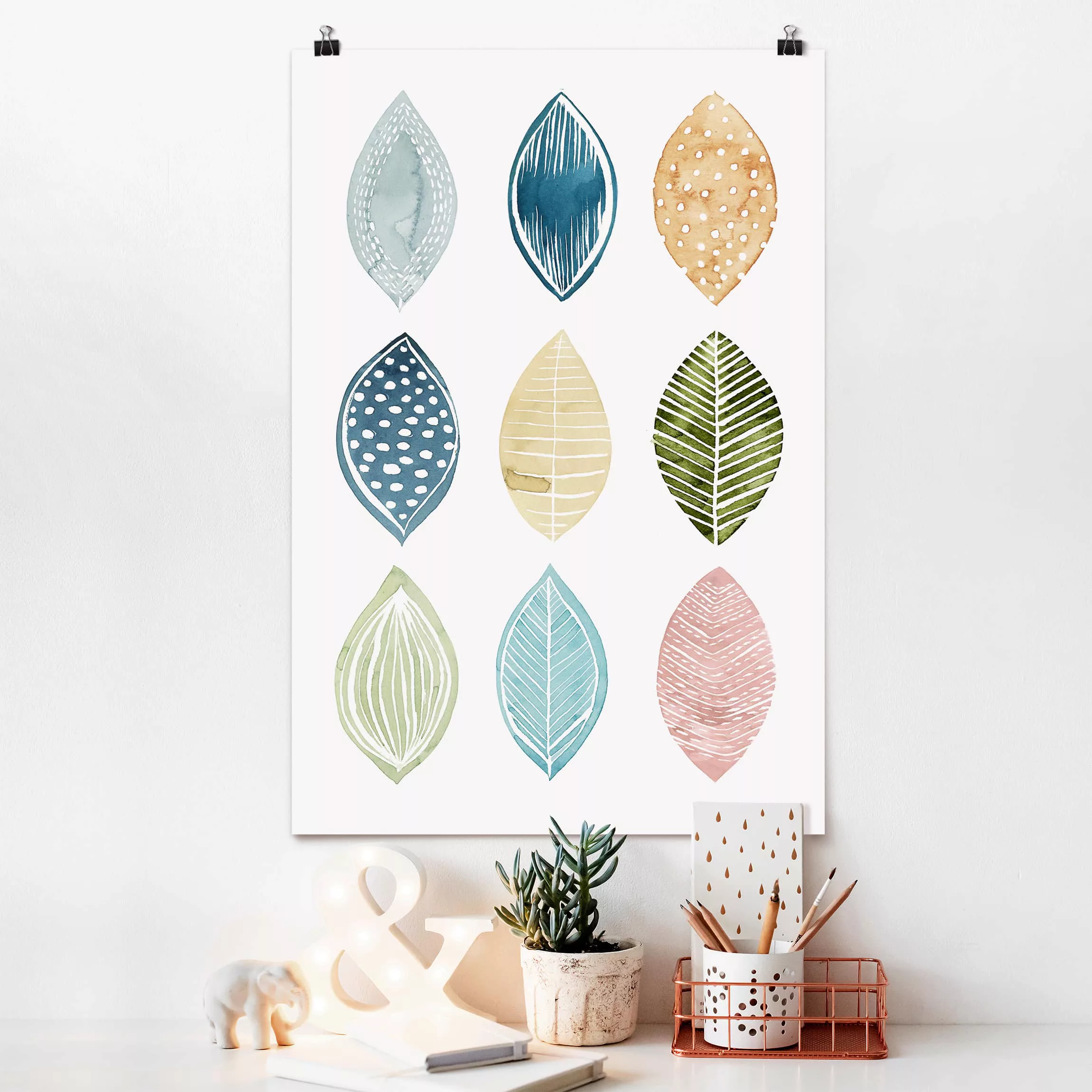 Poster Muster & Texturen - Hochformat Gemusterte Blätter I günstig online kaufen