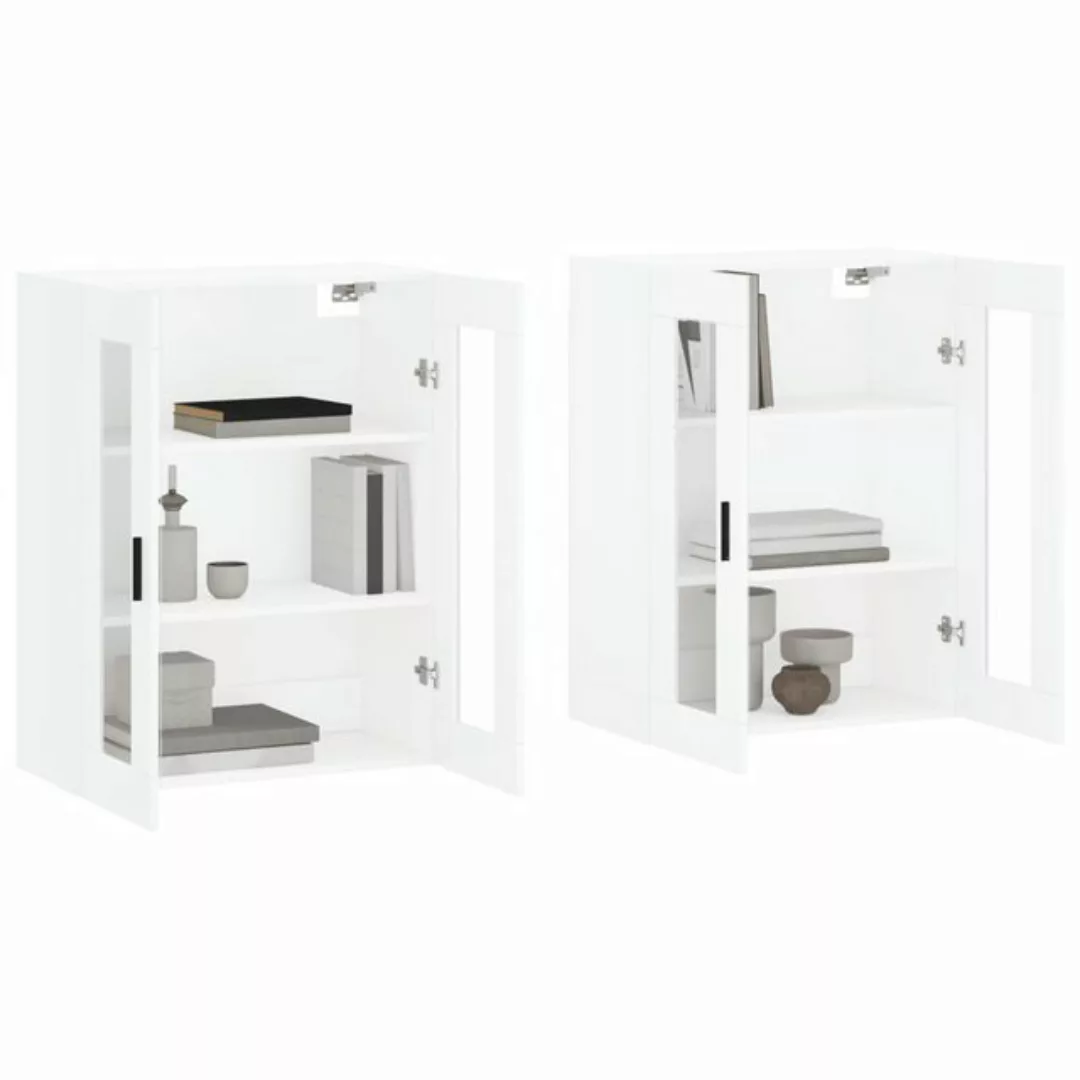 vidaXL Hängeschrank Wandschränke 2 Stk Weiß Spanplatte Glas Vitrine Hängesc günstig online kaufen