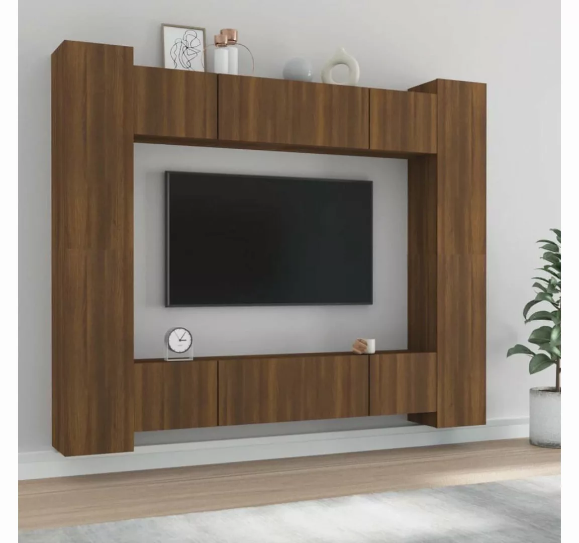 furnicato TV-Schrank 8-tlg. TV-Schrank-Set Braun Eichen-Optik Holzwerkstoff günstig online kaufen