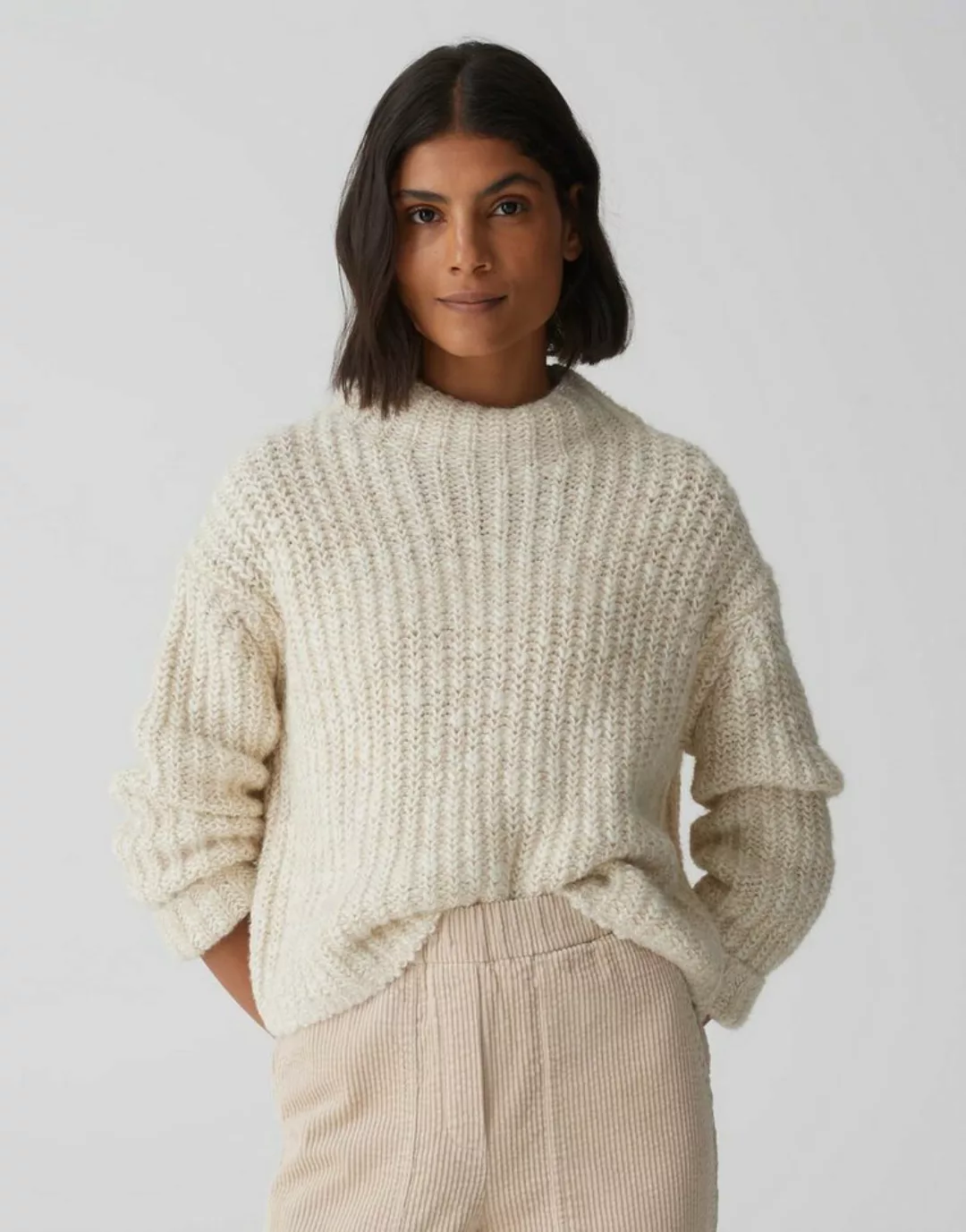 OPUS Strickpullover Perke macadamia günstig online kaufen