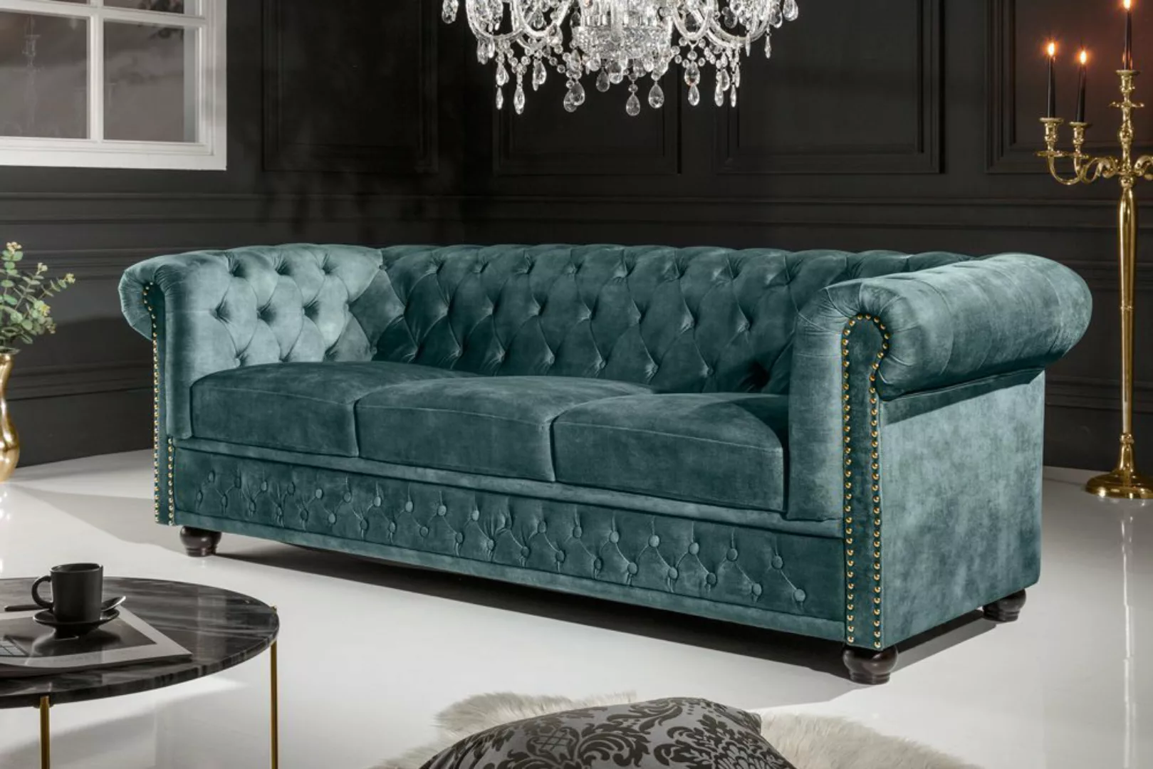 riess-ambiente Sofa CHESTERFIELD 205cm petrol, Einzelartikel 1 Teile, Wohnz günstig online kaufen