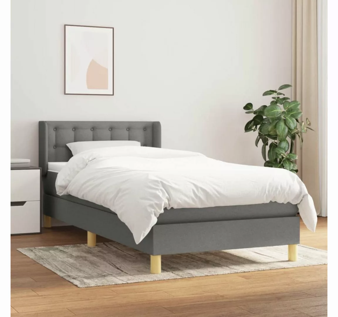 vidaXL Boxspringbett Boxspringbett mit Matratze Dunkelgrau 90x190 cm Stoff günstig online kaufen