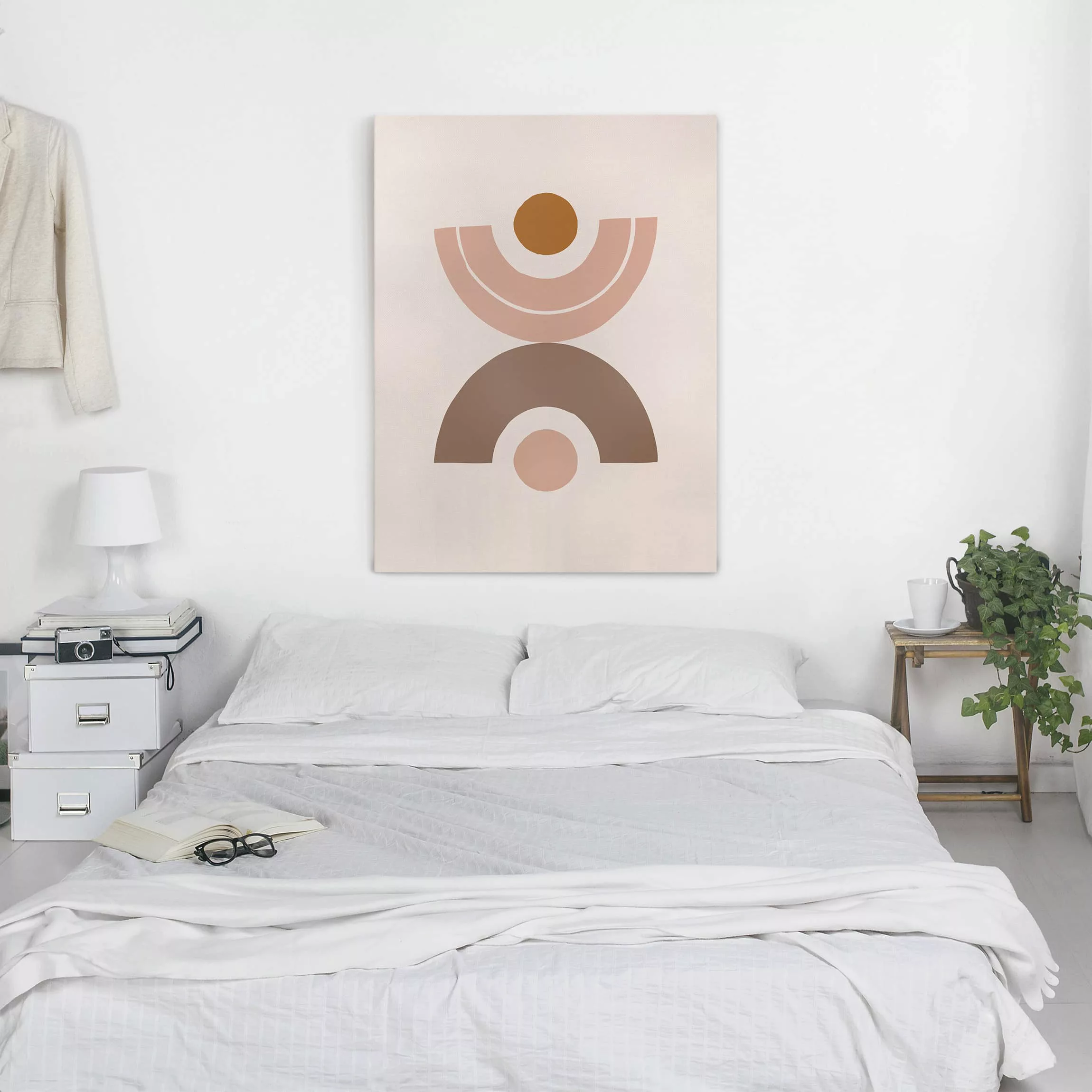 Leinwandbild Abstrakt - Hochformat Line Art Abstrakte Formen Pastell günstig online kaufen