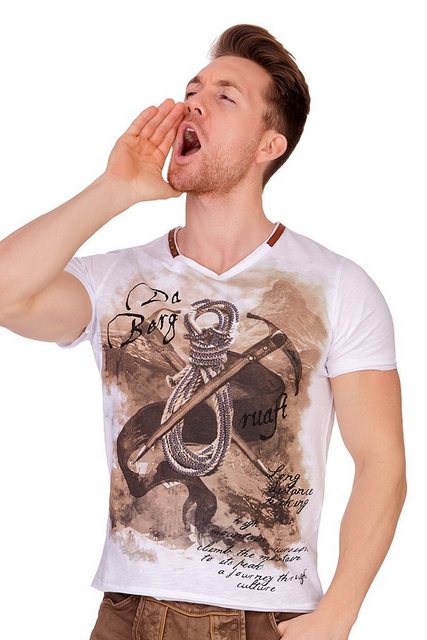 Hangowear Trachtenshirt Trachtenshirt Herren - EMILIO - weiß günstig online kaufen