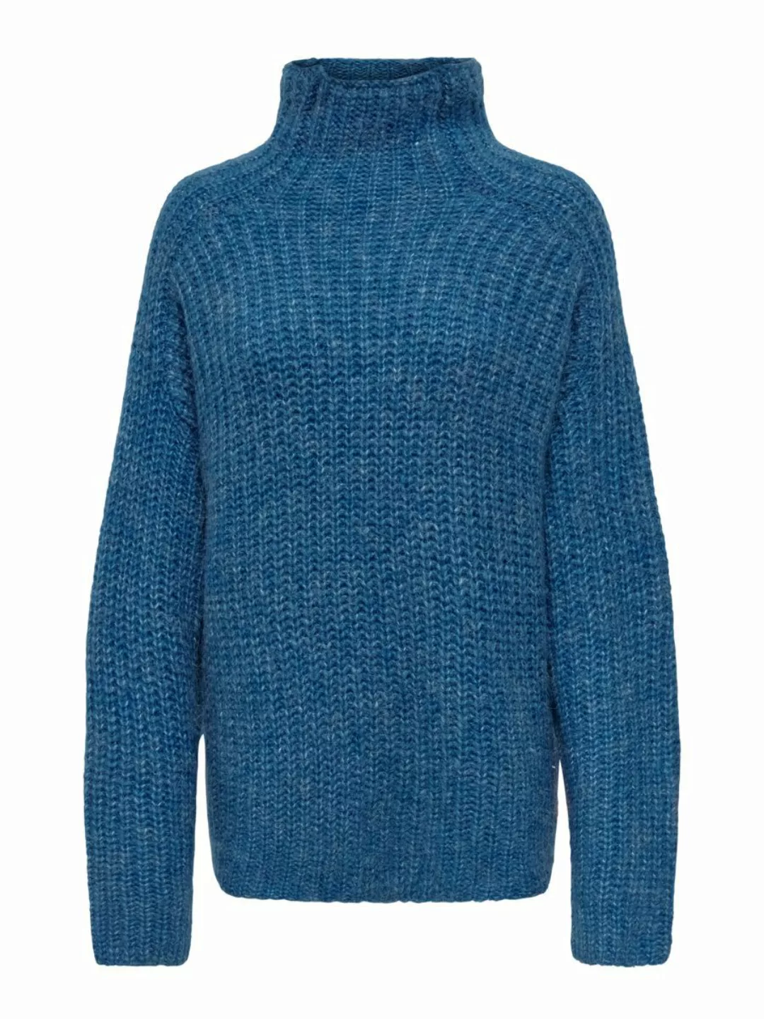 ONLY High Neck Woll Strickpullover Damen Blau günstig online kaufen