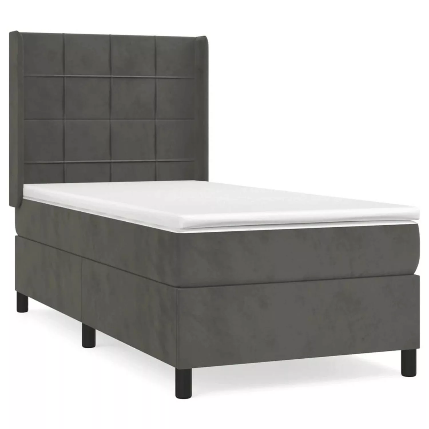 vidaXL Boxspringbett mit Matratze Dunkelgrau 90x200 cm Samt1378643 günstig online kaufen