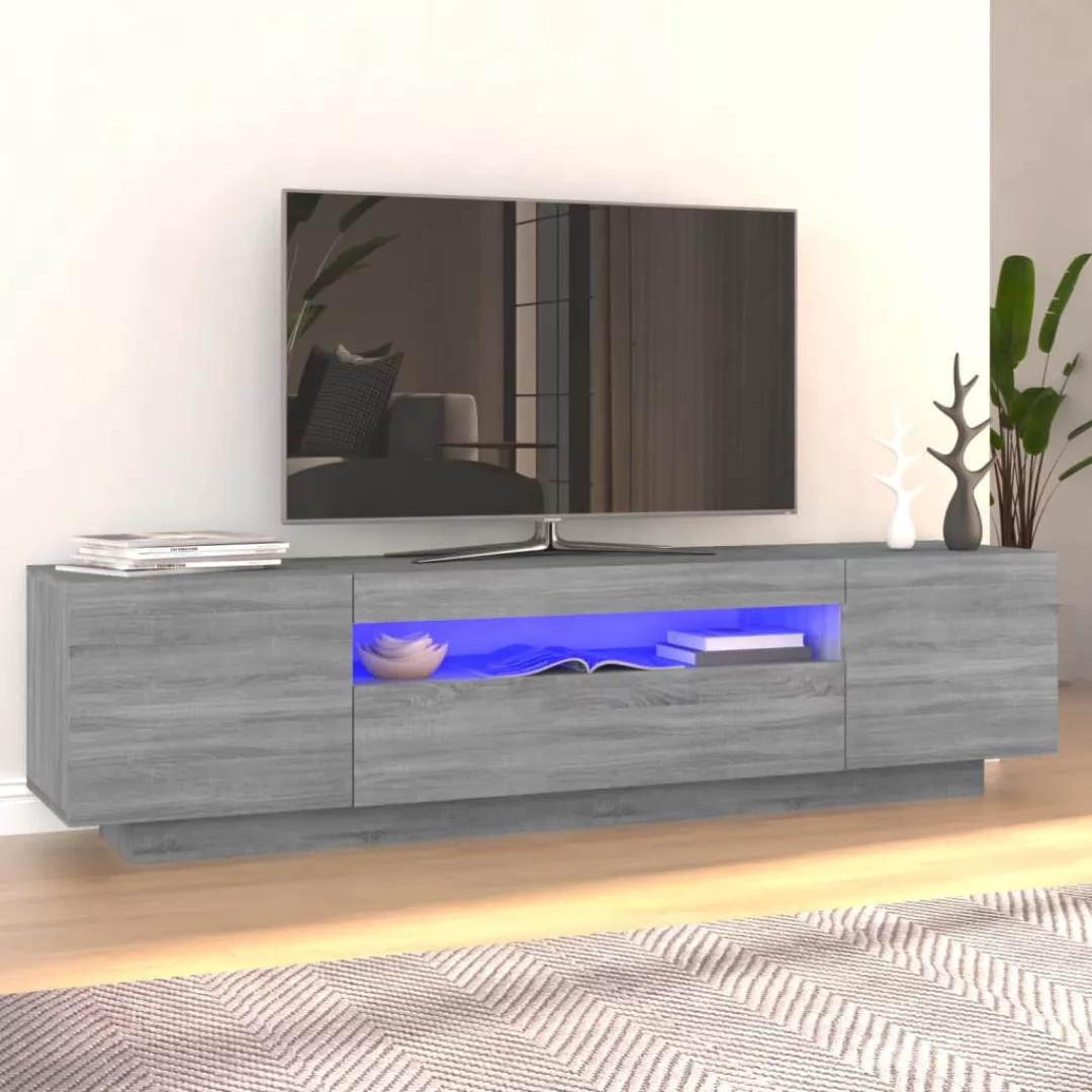 Vidaxl Tv-schrank Mit Led-leuchten Grau Sonoma 160x35x40 Cm günstig online kaufen