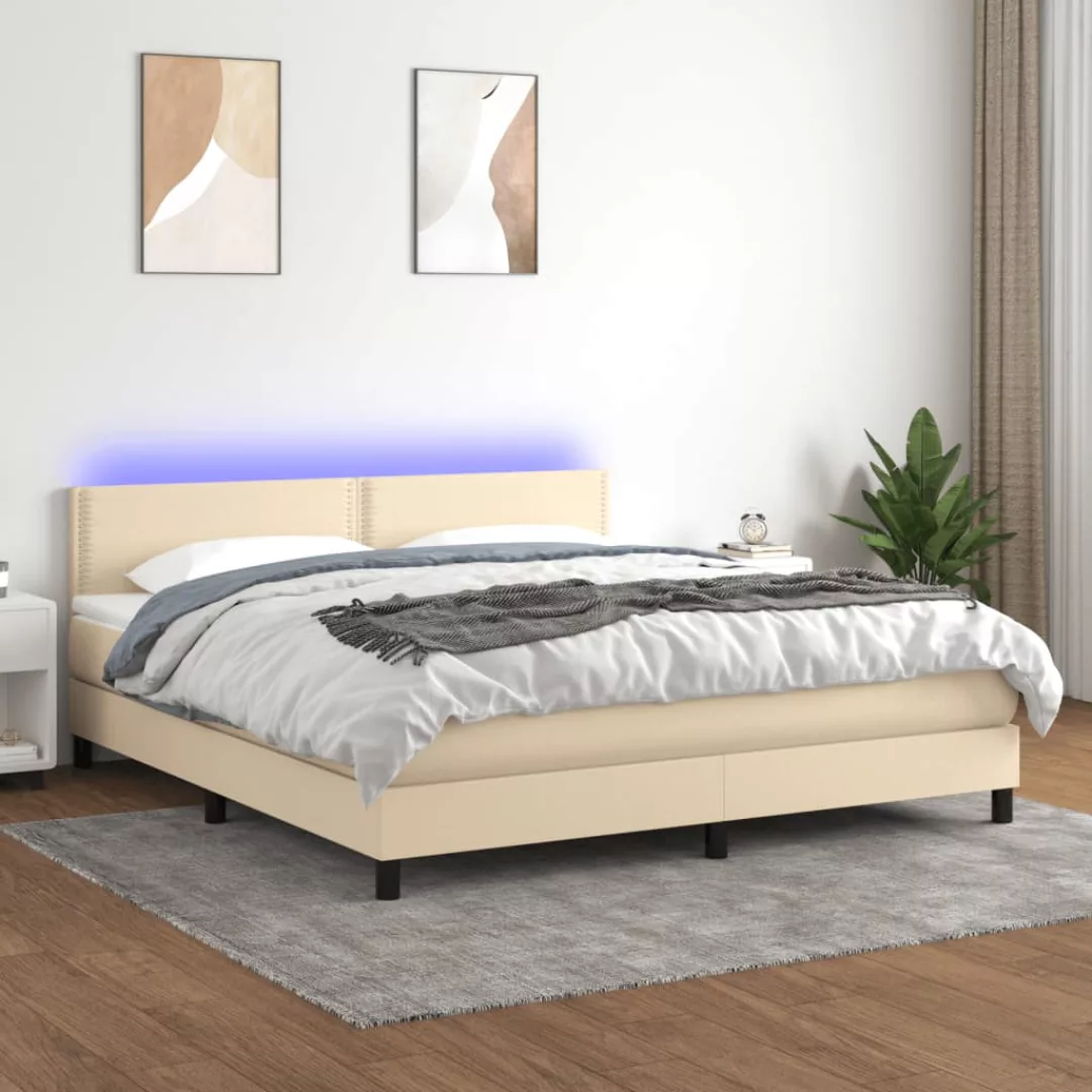 Vidaxl Boxspringbett Mit Matratze & Led Creme 180x200 Cm Stoff günstig online kaufen