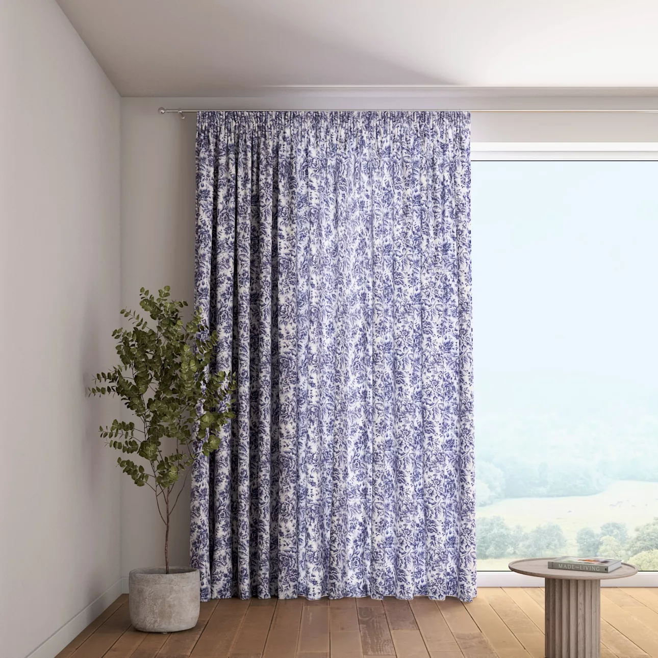 Vorhang mit Kräuselband, weiß-blau, Gardenia (144-04) günstig online kaufen