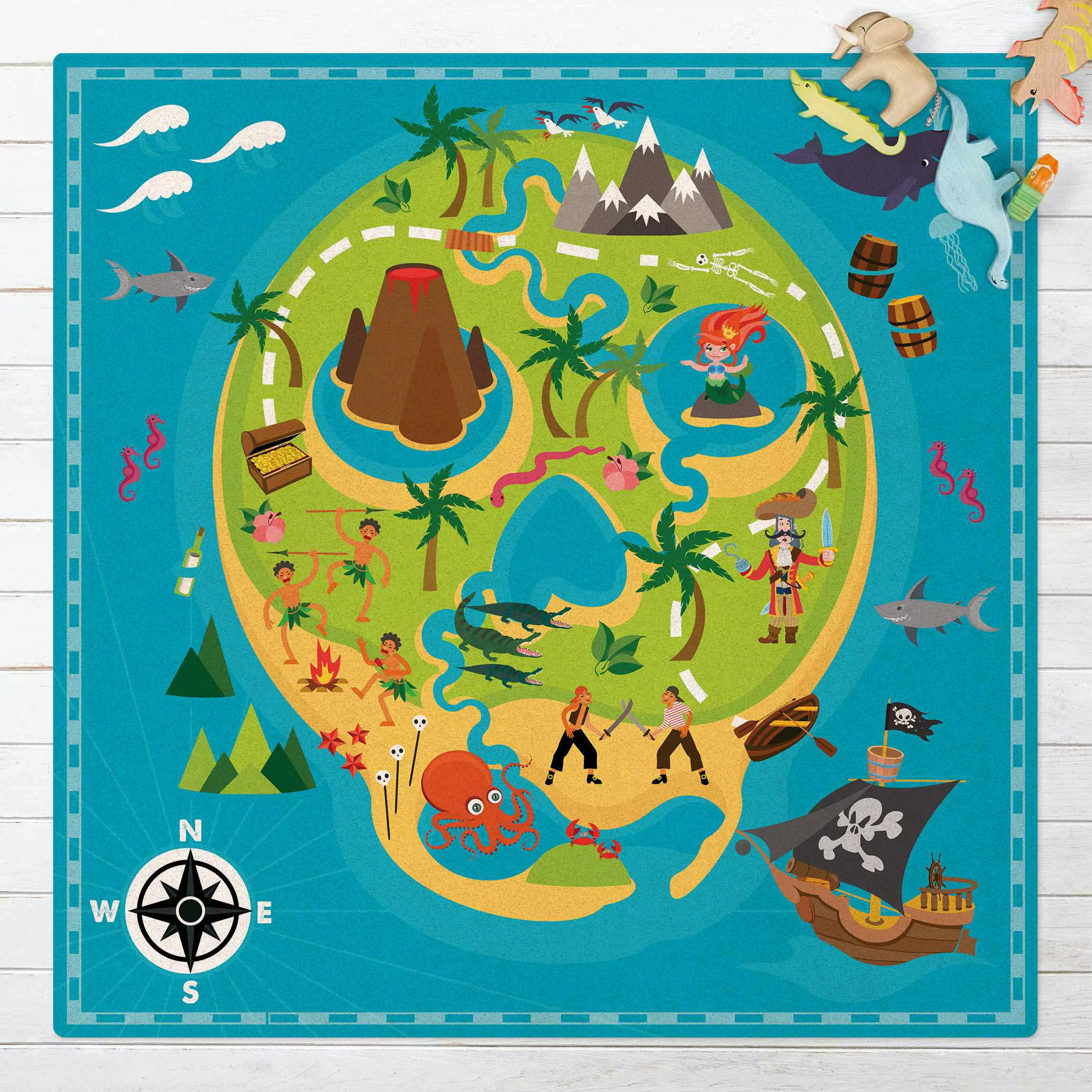 Kork-Spielteppich Piraten - Willkommen auf der Pirateninsel günstig online kaufen
