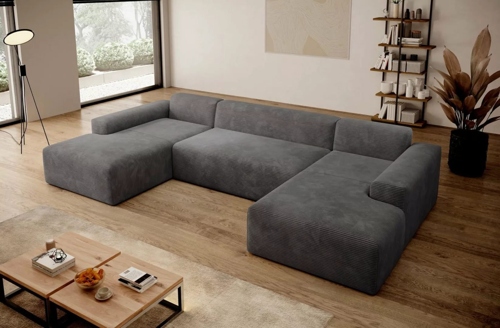 PROMETO Möbel Ecksofa Empire Ecksofa U-Form, Sofa U-Form Beige und Grau günstig online kaufen