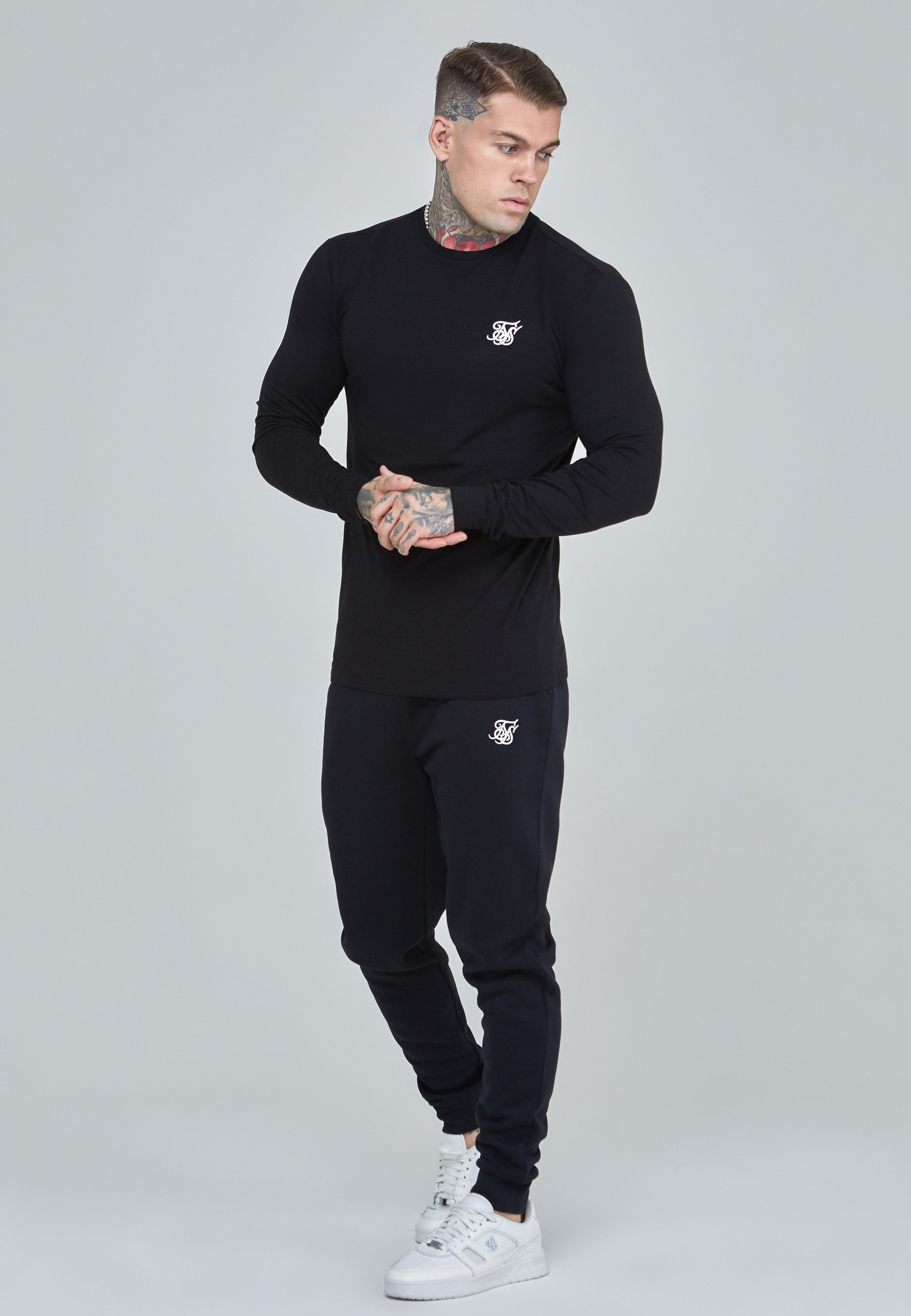 Siksilk Langarmshirt SikSilk Herren Schwarzes Essentials günstig online kaufen
