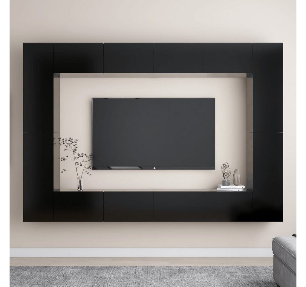 vidaXL TV-Schrank 8-tlg TV-Schrank-Set Schwarz Spanplatte günstig online kaufen