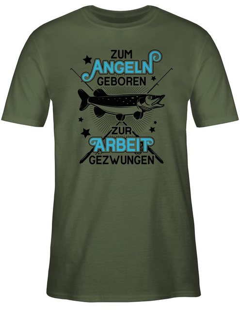 Shirtracer T-Shirt Zum Angeln geboren - Zur Arbeit gezwungen - schwarz Angl günstig online kaufen