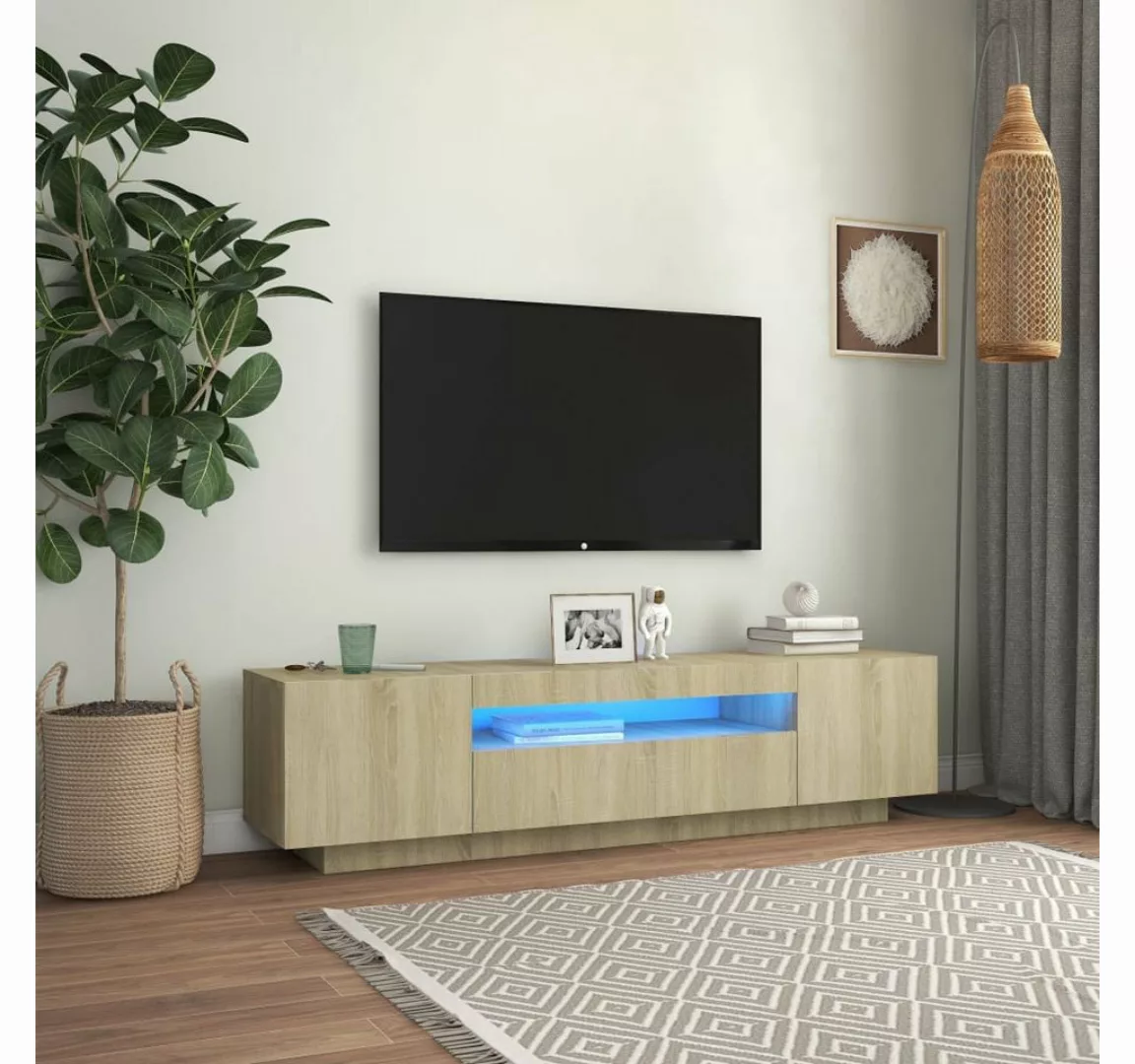 vidaXL TV-Schrank TV-Schrank mit LED Leuchten Sonoma Eiche 160x35x40 cm Low günstig online kaufen