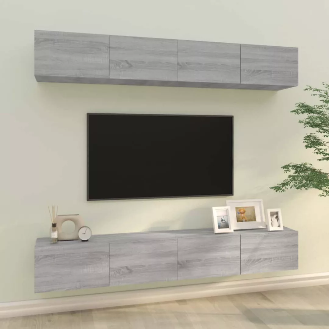 Vidaxl Tv-wandschränke 4 Stk. Grau Sonoma 100x30x30 Cm günstig online kaufen