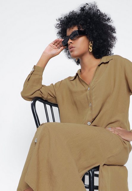 YC Fashion & Style Blusenkleid Blusenkleid aus 100% Leinen ... Zeitloser Ch günstig online kaufen