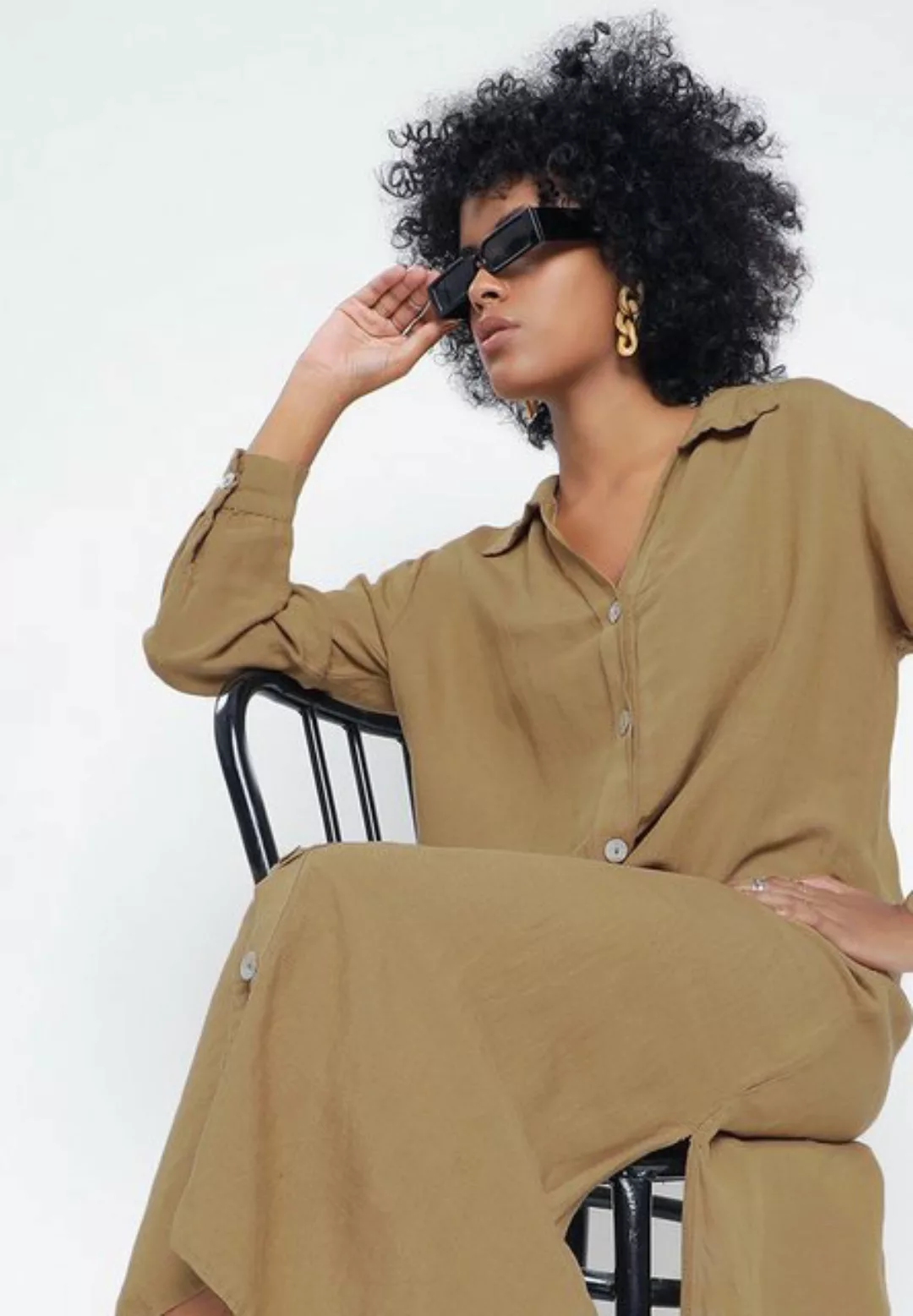 YC Fashion & Style Blusenkleid Blusenkleid aus 100% Leinen ... günstig online kaufen