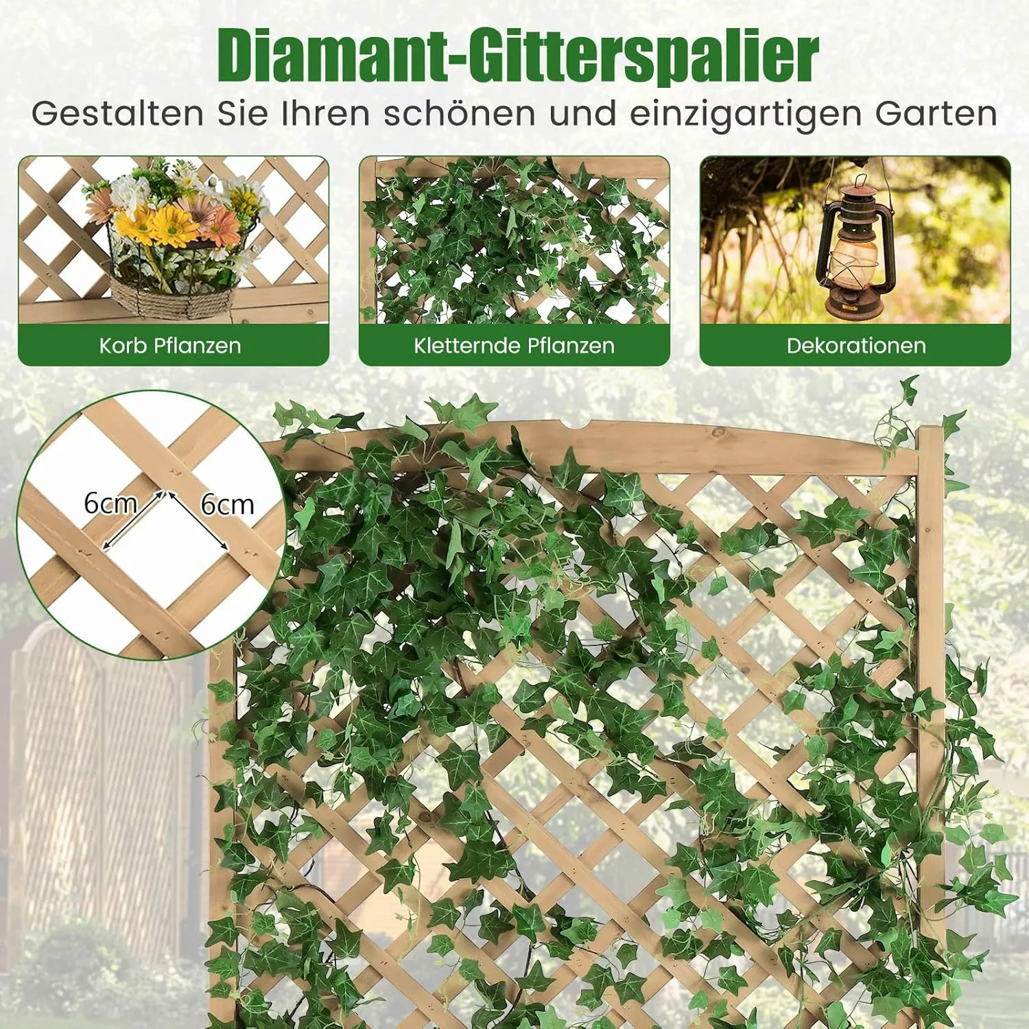KOMFOTTEU Blumenkasten Hochbeet, mit Rankgitter, 90x44,5x180,5 günstig online kaufen