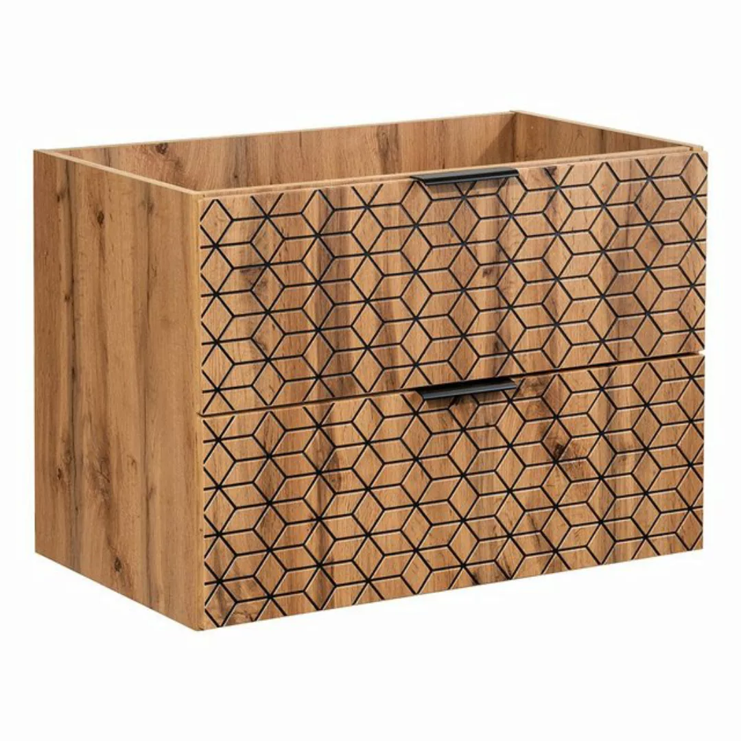 Lomadox Waschbeckenschrank DUNDEE-56 80cm, in Wotan Eiche, Front mit Diaman günstig online kaufen