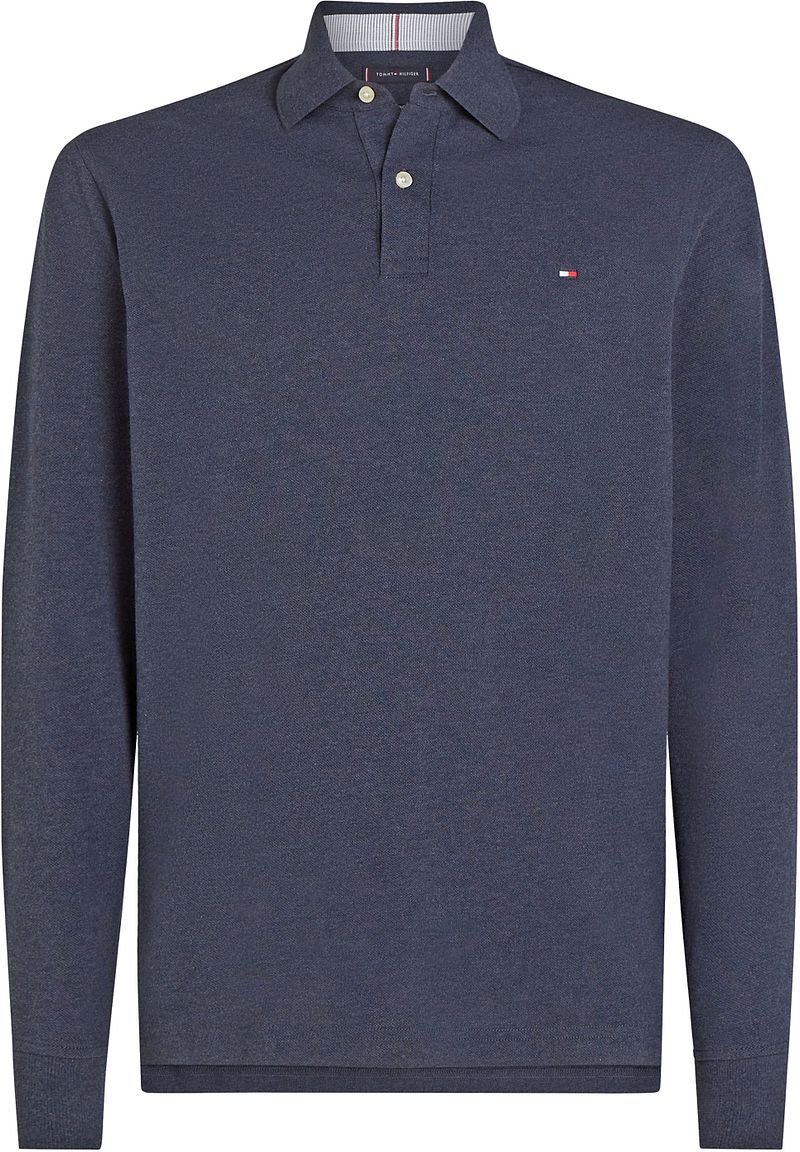 Tommy Hilfiger Longsleeve Polo Melange Dunkelblau - Größe L günstig online kaufen